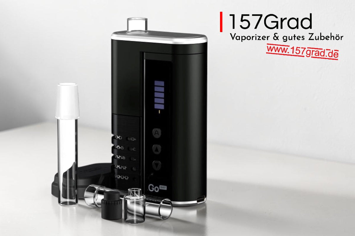 Arizer GO SRT Vaporizer mit aufgesetztem Glasmundstück