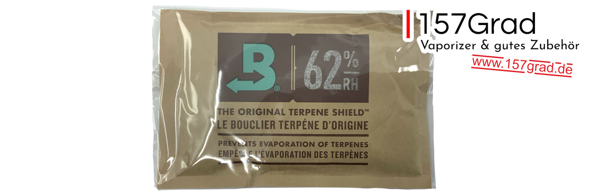 Boveda Humidity Pack mit 62 Prozent relativer Luftfeuchte in der Verpackung
