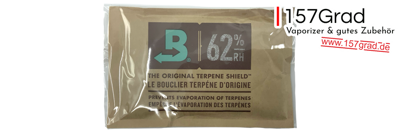 Boveda Humidity Pack mit 62 Prozent relativer Luftfeuchte in der Verpackung