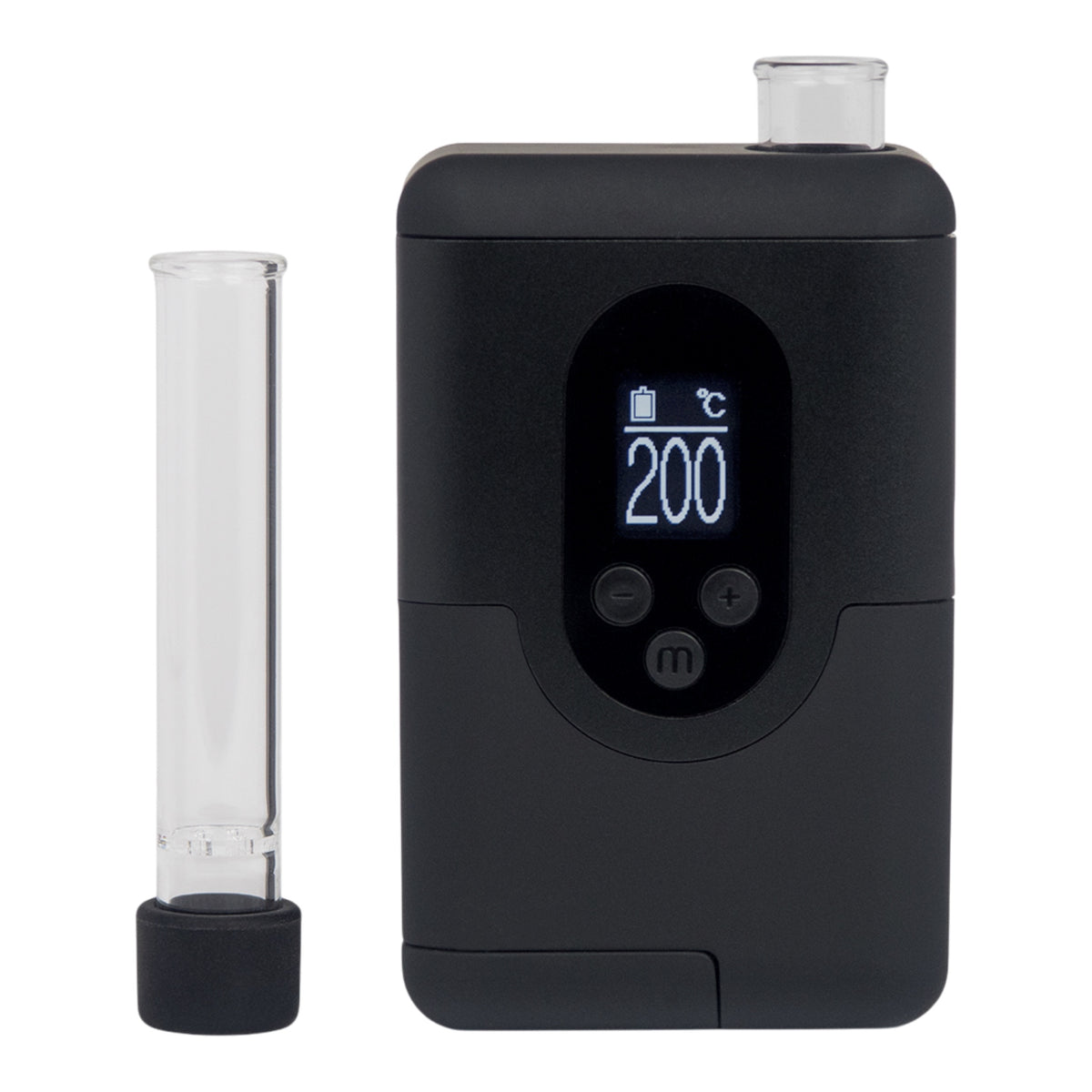 Glasmundstück mit Silikonkappe neben dem Arizer ArGo Vaporizer