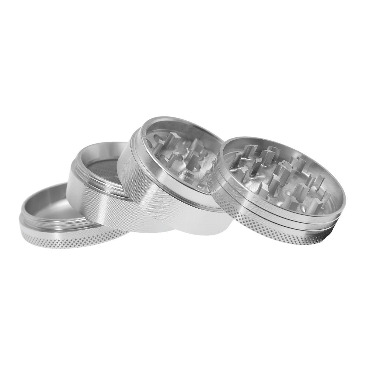 Near Dark Alu-Grinder konkav anodisiert 4-tlg Silber geöffnet alle 4 Teile