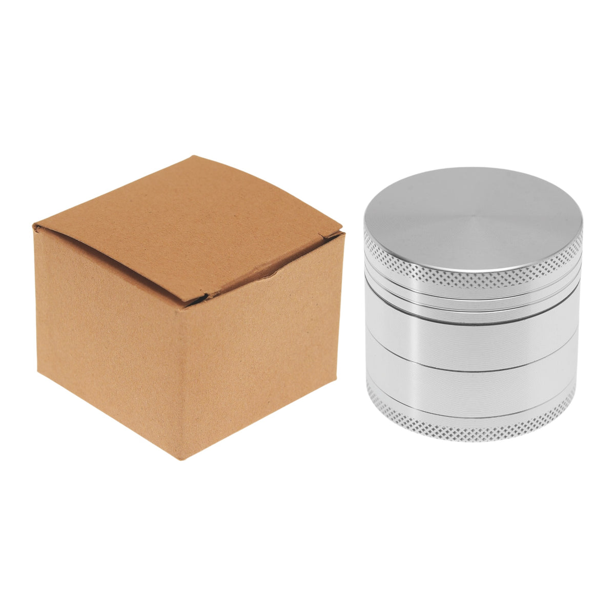 Near Dark Alu-Grinder konkav anodisiert 4-tlg Silber mit Verpackung