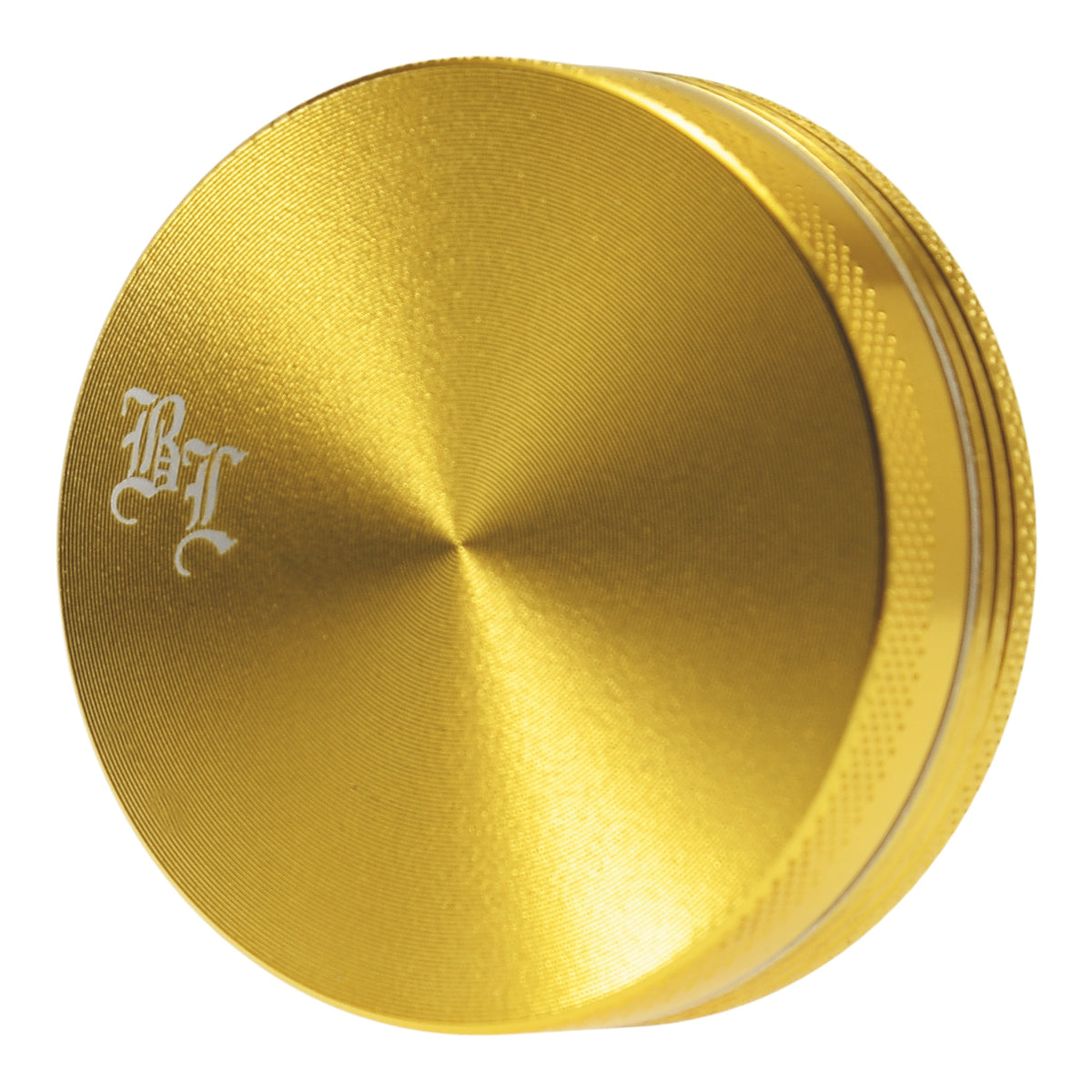Black Leaf Alu Grinder 2 teilig Gold Deckel Details