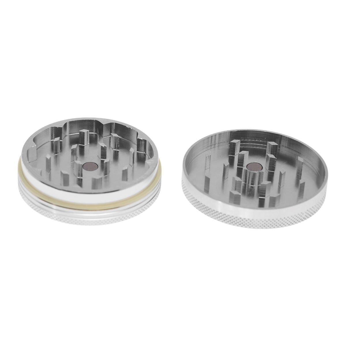 Black Leaf Alu Grinder 2 teilig Silber geöffnet