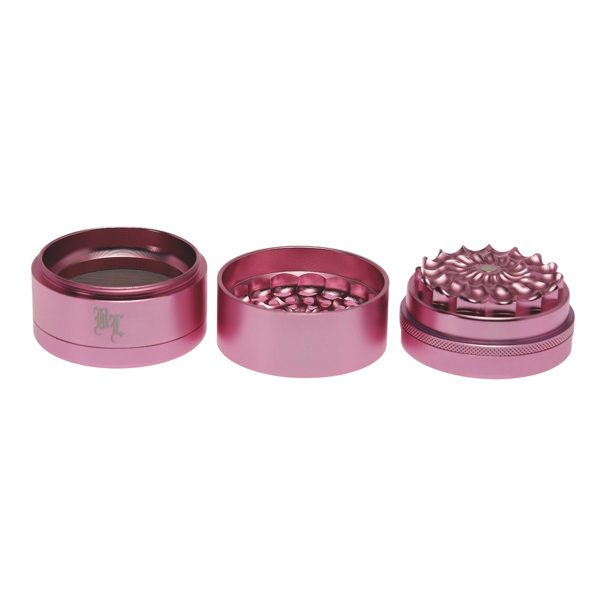 Black Leaf CNC Flowergrinder / Blumengrinder Rosa/Pink 3 Teile