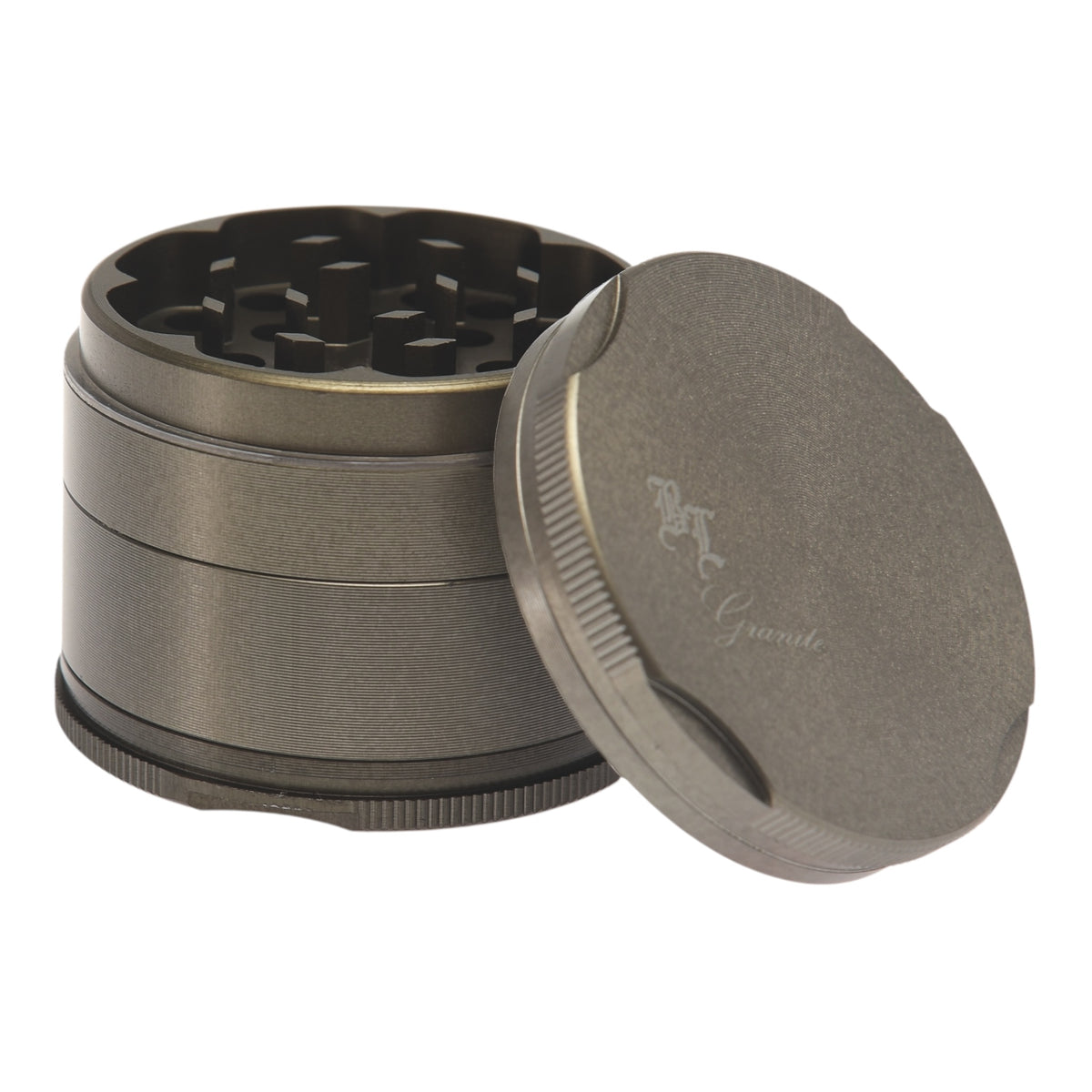 Black Leaf New Edge Granite Grinder 50mm geöffnet Deckel schräg