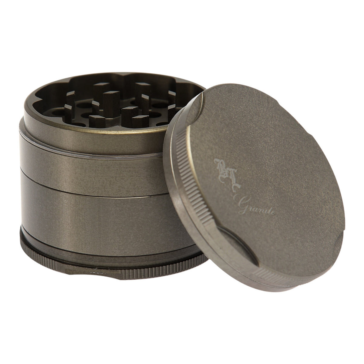 Black Leaf New Edge Granite Grinder 63mm geöffnet Deckel schräg