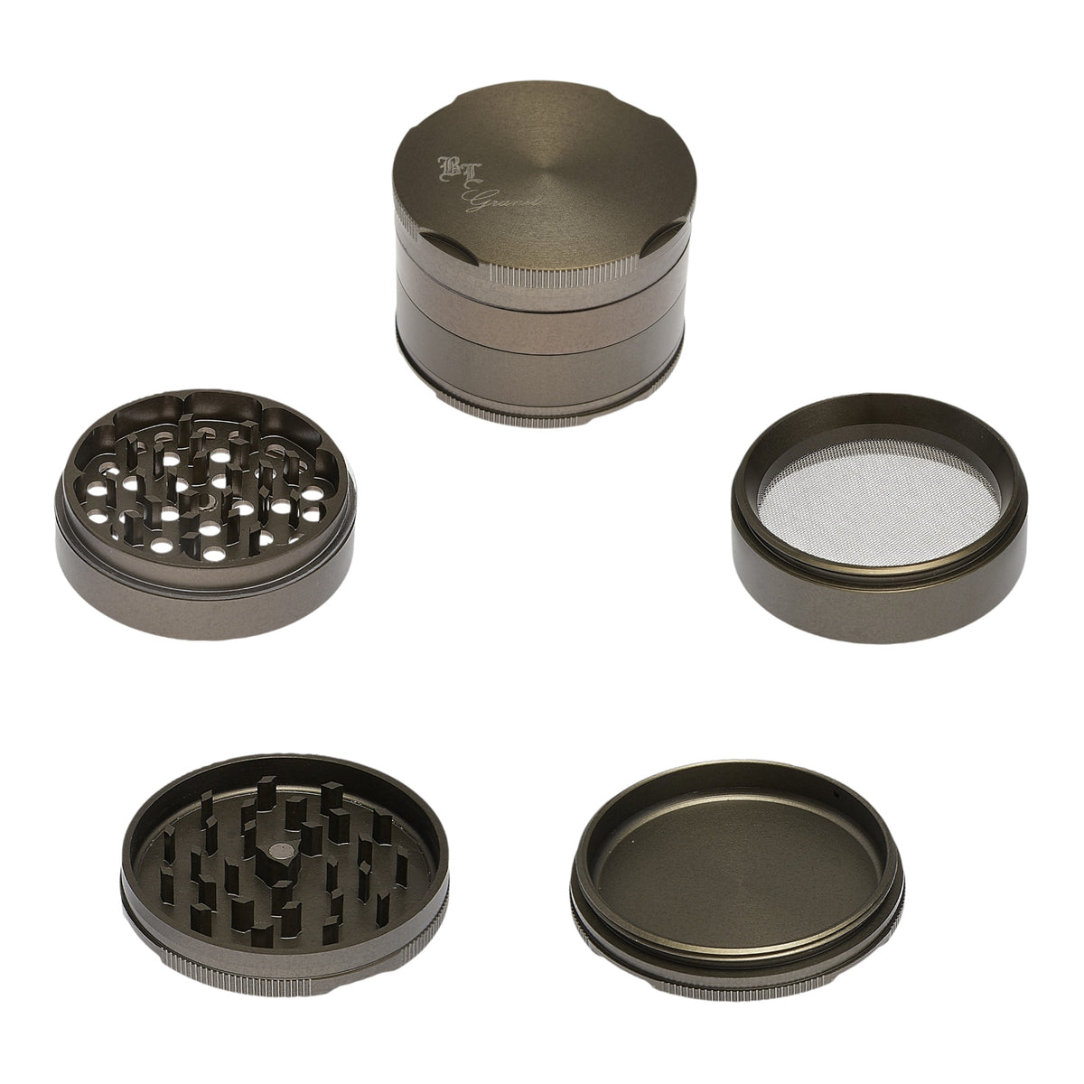 Black Leaf New Edge Granite Grinder 63mm gechlossen und 4 Teile