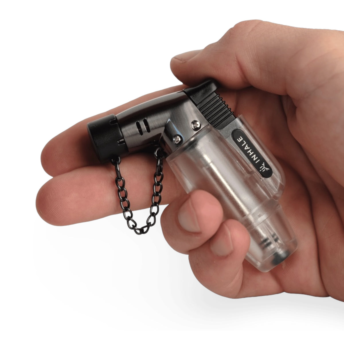 Inhale Jet Lighter (Jet Feuerzeug) in der Hand gehalten