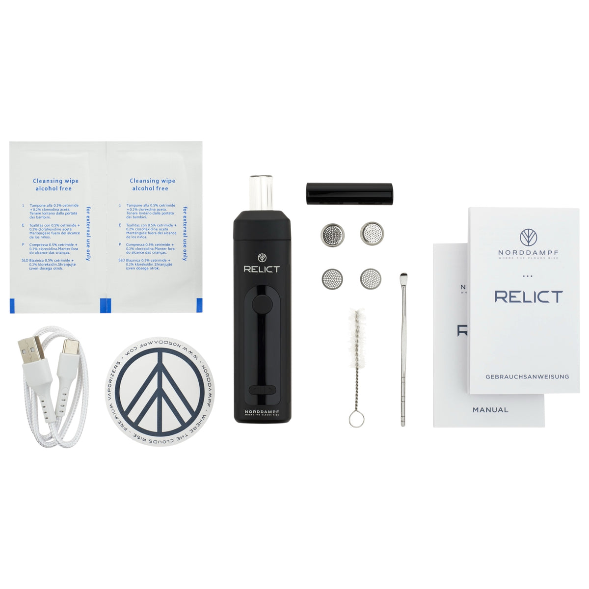 Norddampf Relict Vaporizer eep Black Lieferumfang