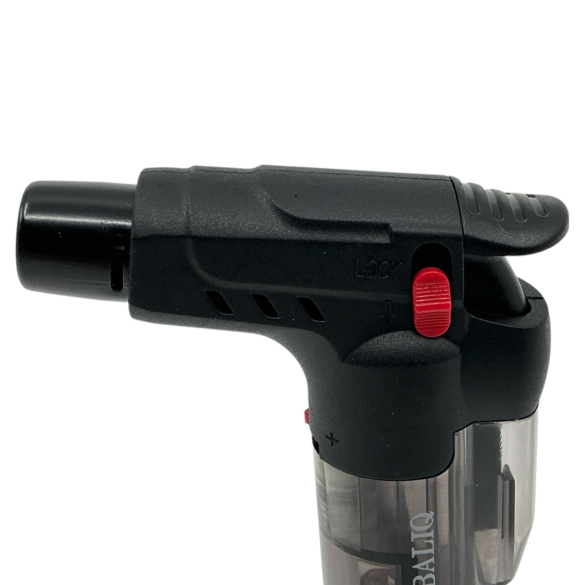 TOBALIQ X3 Glo Jet Flame Feuerzeug schwarz Details Sicherung