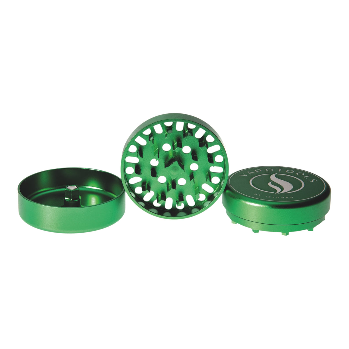 Vapotools by 157Grad Aluminium Ultra Grinder Grün geöffnet Mahlwerk mittig