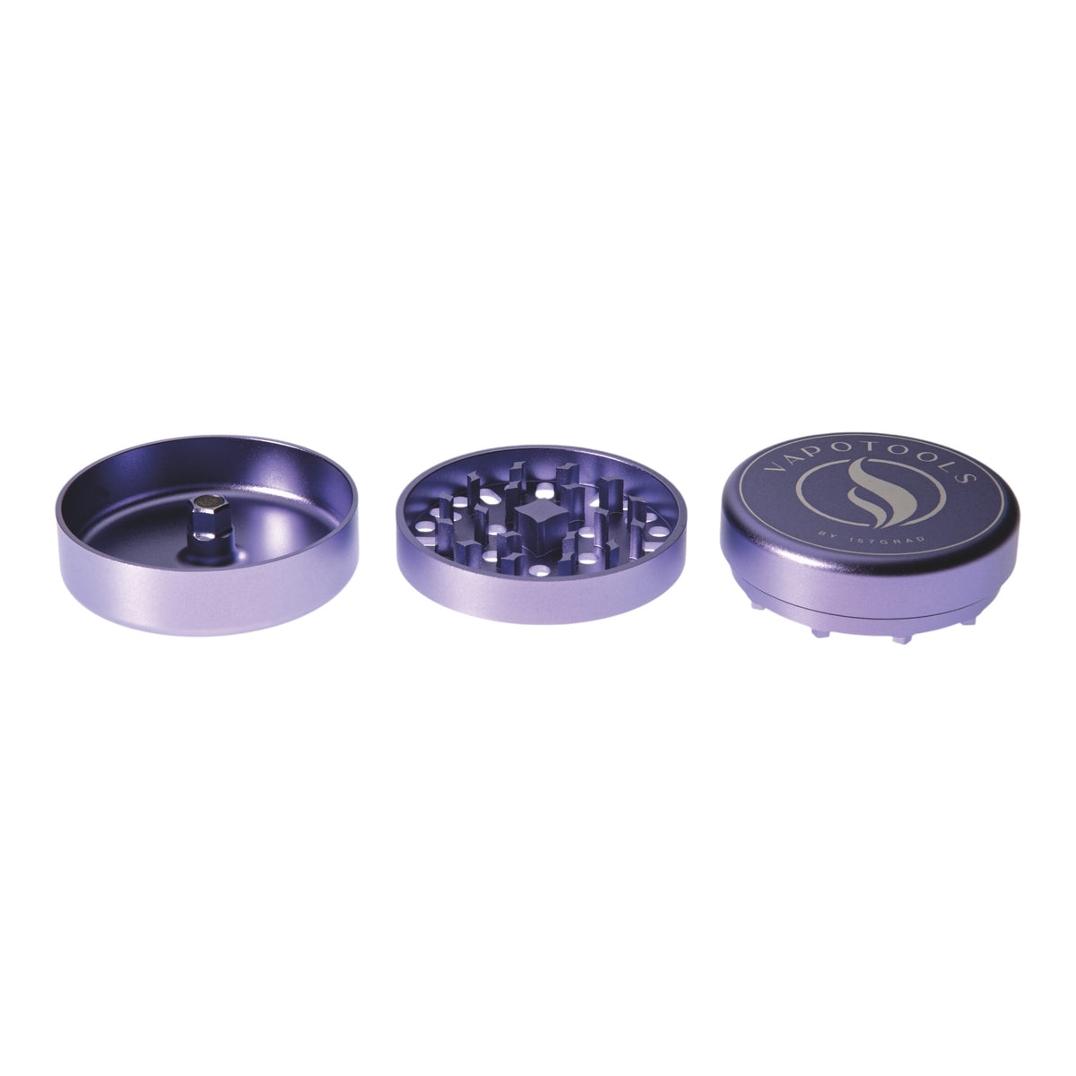 Vapotools by 157Grad Aluminium Ultra Grinder Lila geöffnet Details Logo