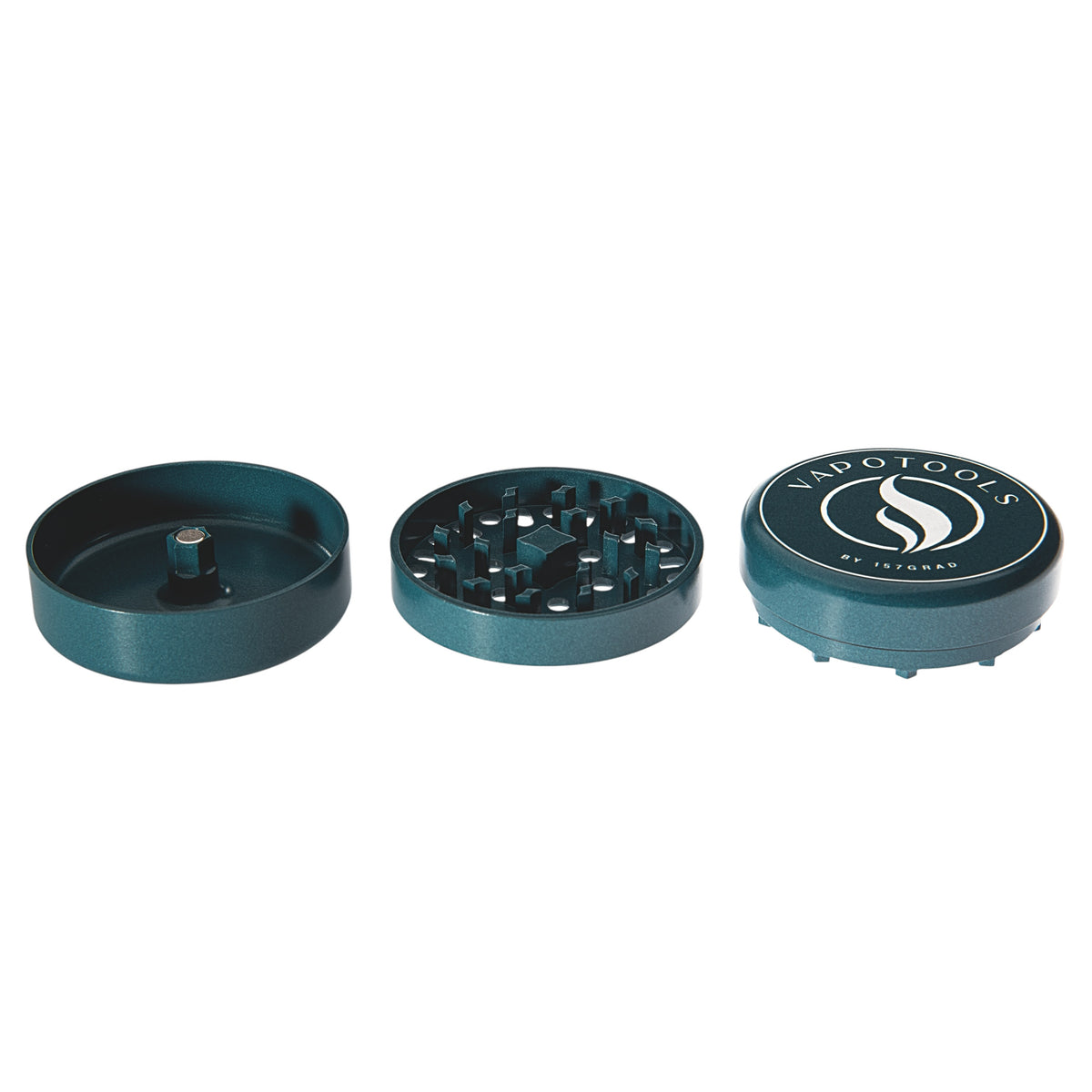 Vapotools by 157Grad Ceramic Ultra Grinder Grün geöffnet in 3 Teile Details Logo