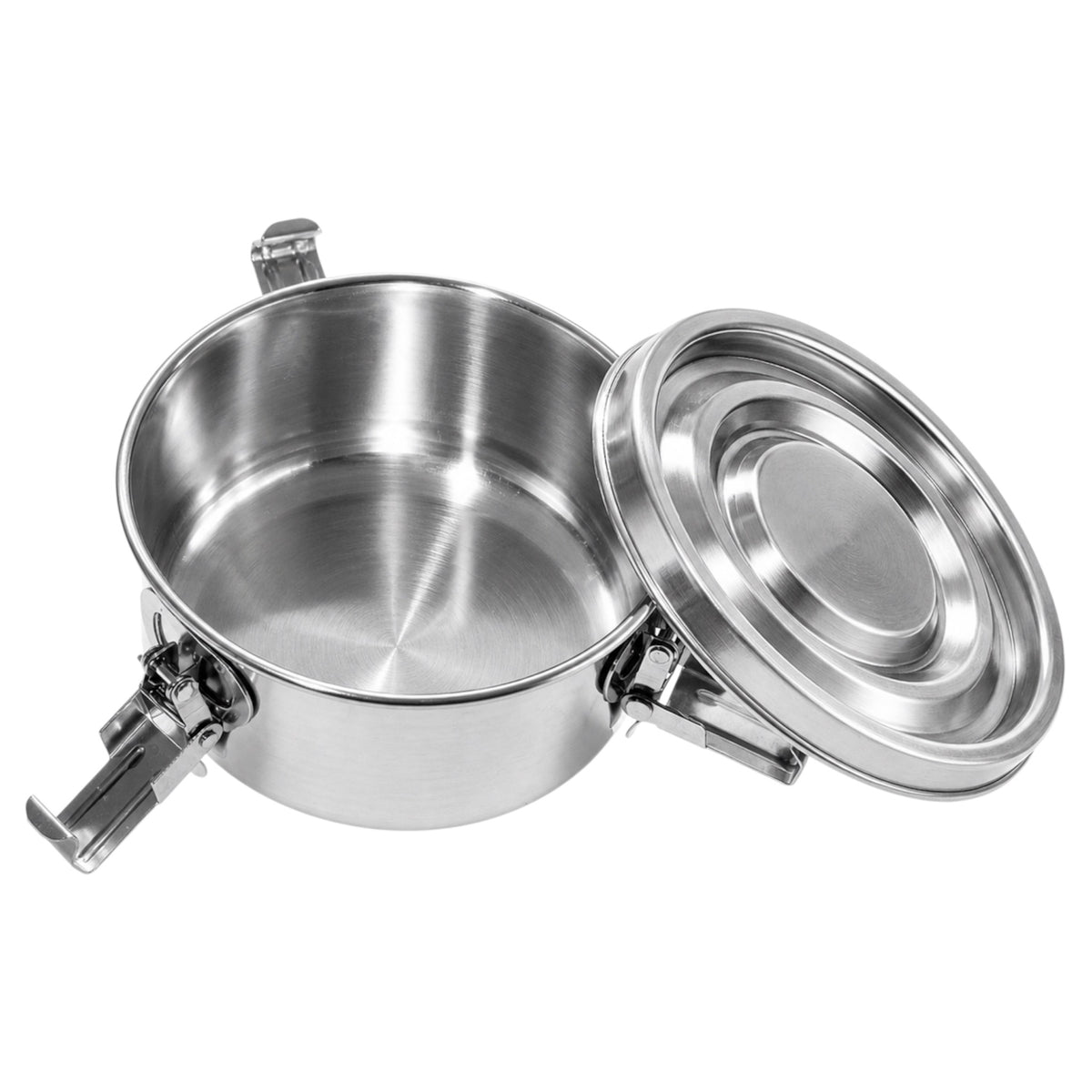 Vapotools by 157Grad Edelstahl-Vorratsbehälter 350ml geöffnet Deckel liegt schräg auf der Dose