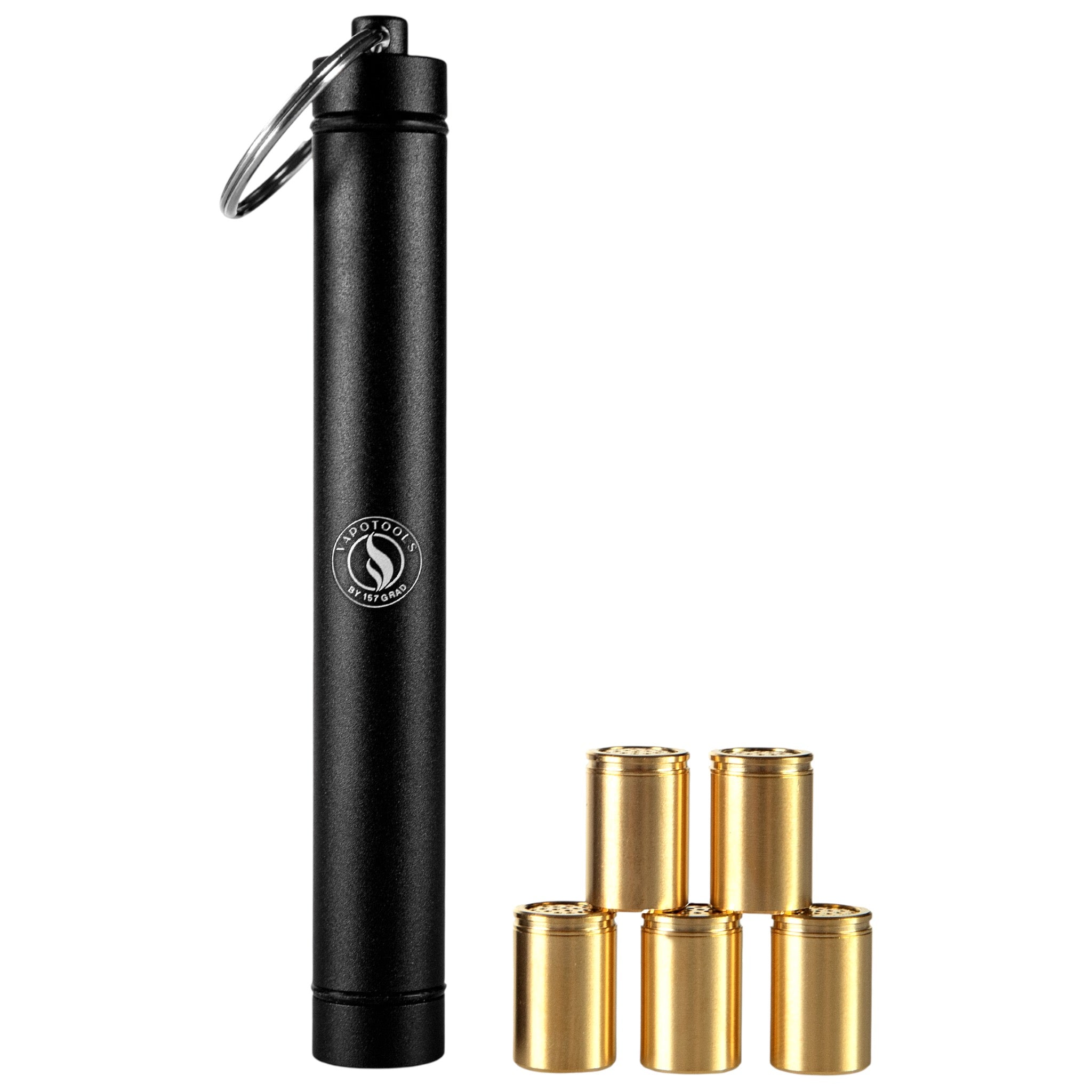 Vapotools by 157Grad 5er Set vergoldete Dosierkapseln mit Caddy passend für Arizer Solo 3