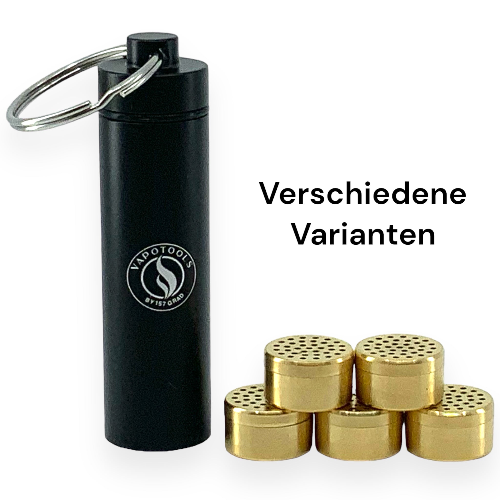 Vapotools by 157Grad goldüberzogene Kapseln passend für Mighty, Mighty+, Crafty+ 5er Set inkl. Capsule Caddy mit Vapotools Logo verschiedene Varianten