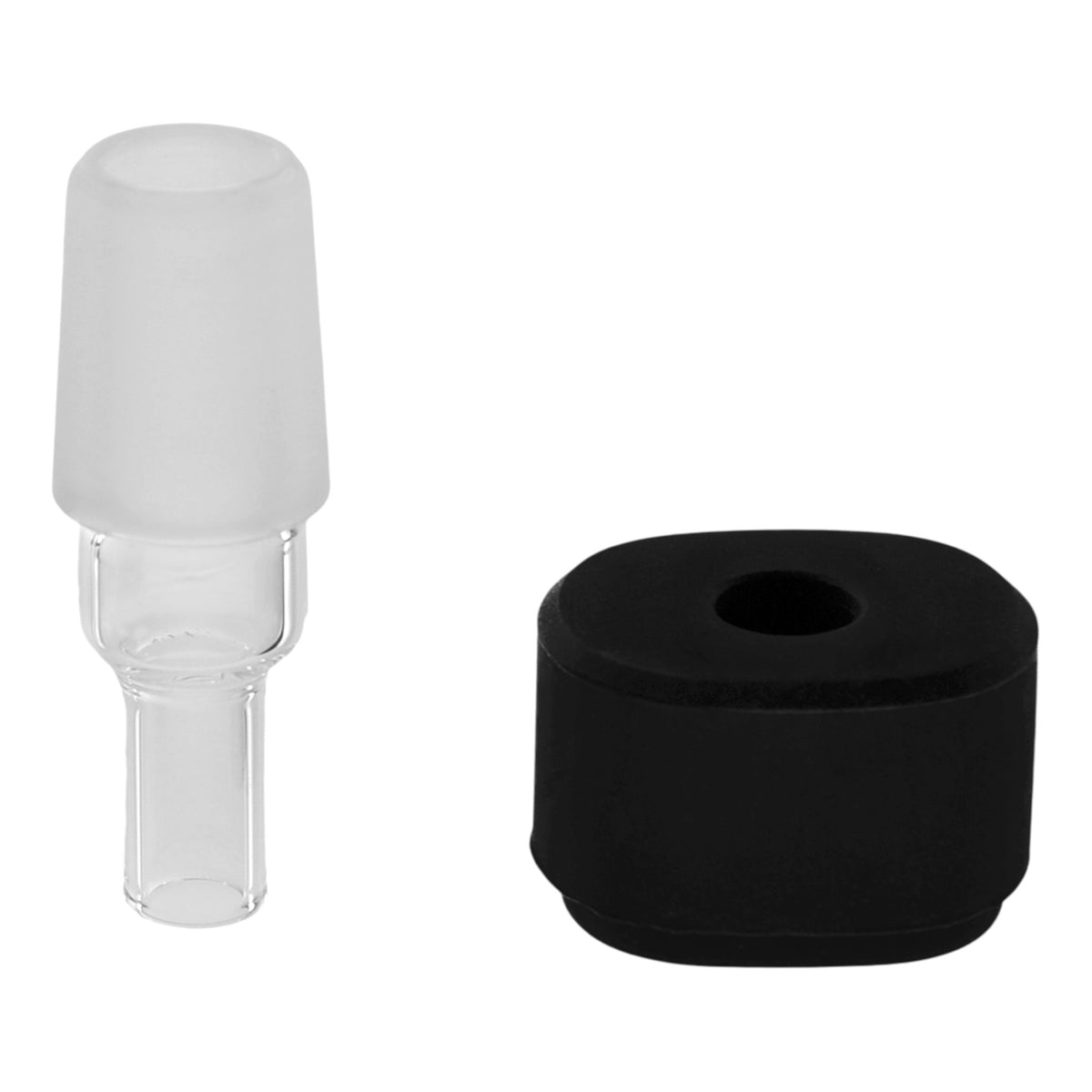 Vapotools by 157Grad Wasserfilteradpater passend für den Pax Flow 18mm Adapter und Silikonhalter nebeneinander