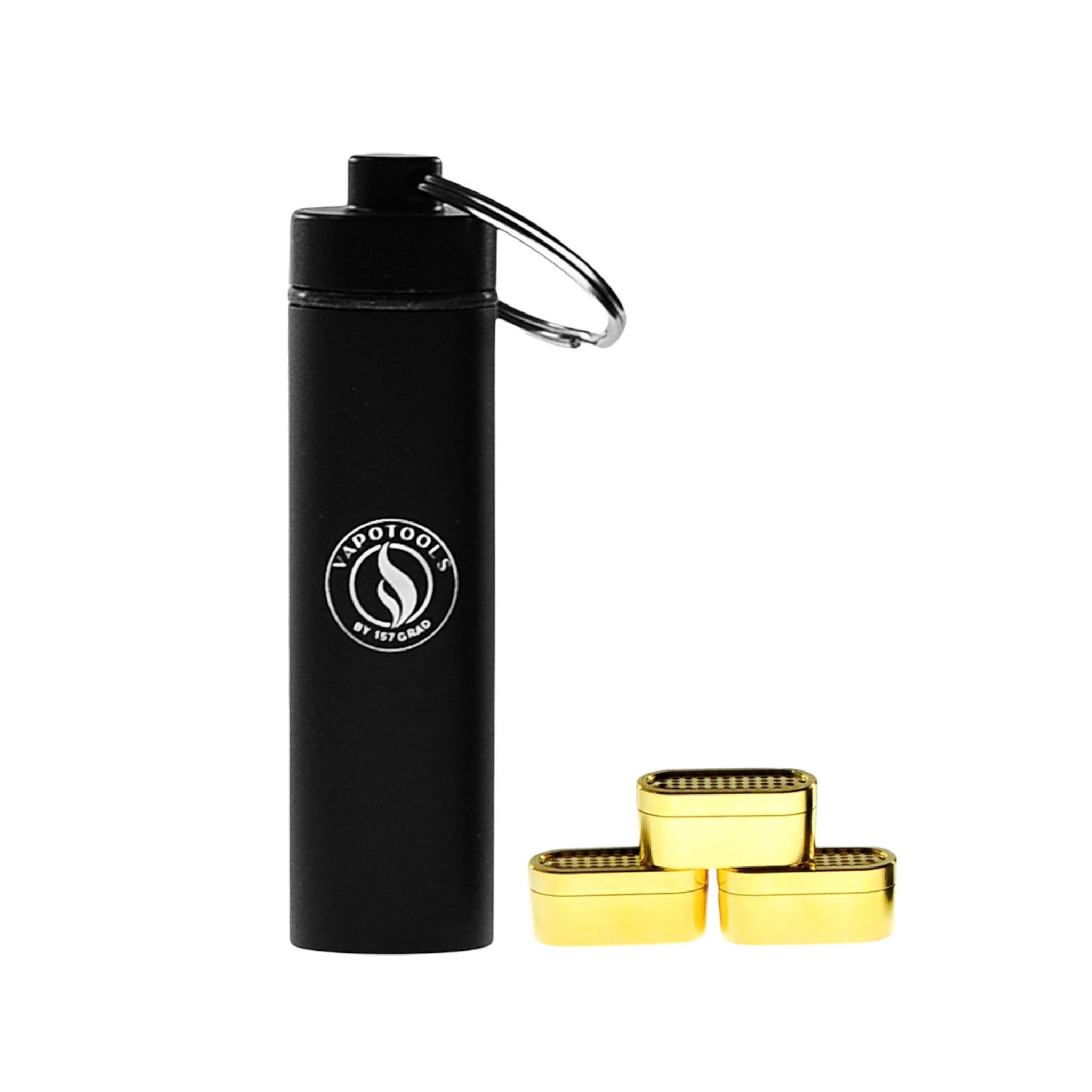 Vapotools by 157Grad vergoldetene Dosierkapseln 3er Set mit Caddy passend für Pax Flow