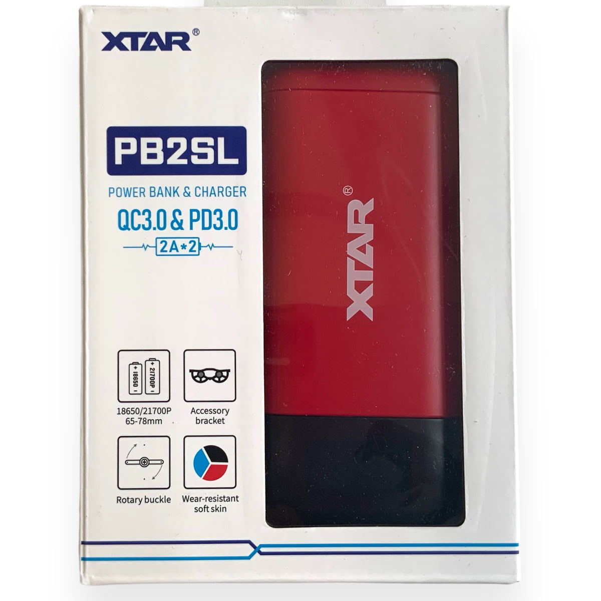 XTAR PB2SL Powerbank Akkuladegerät Rot mit Verpackung