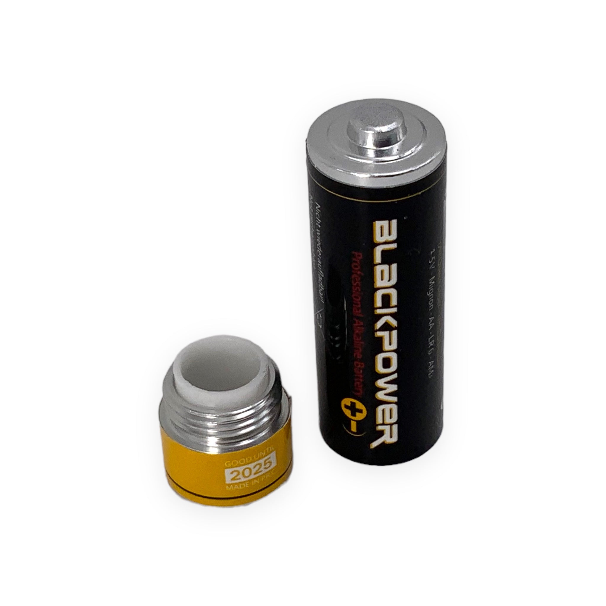 Batterieattrappe Typ AA Mignon geöffnet