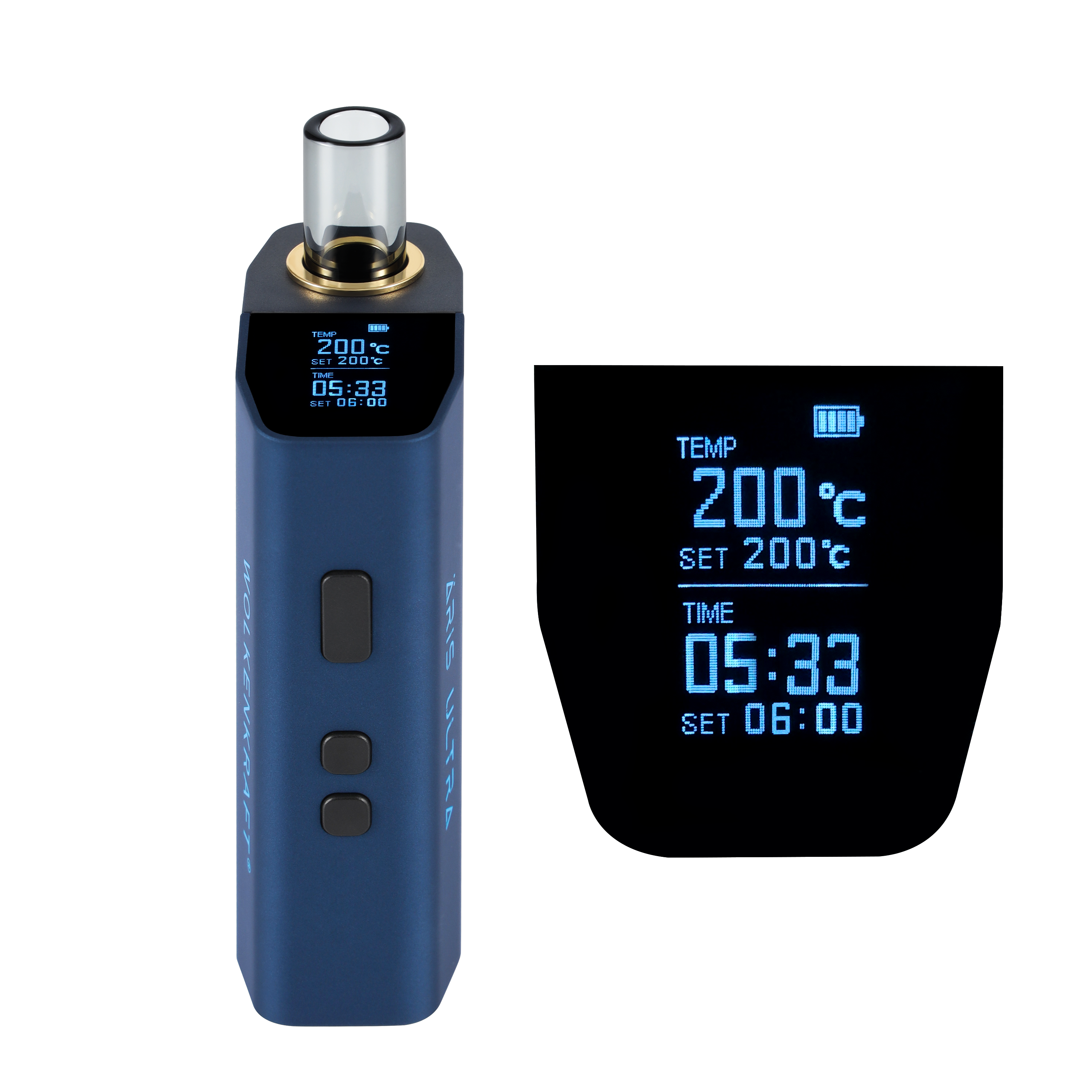 Wolkenkraft Äris Ultra Farbe Nightblue Schalter- und Displayansicht