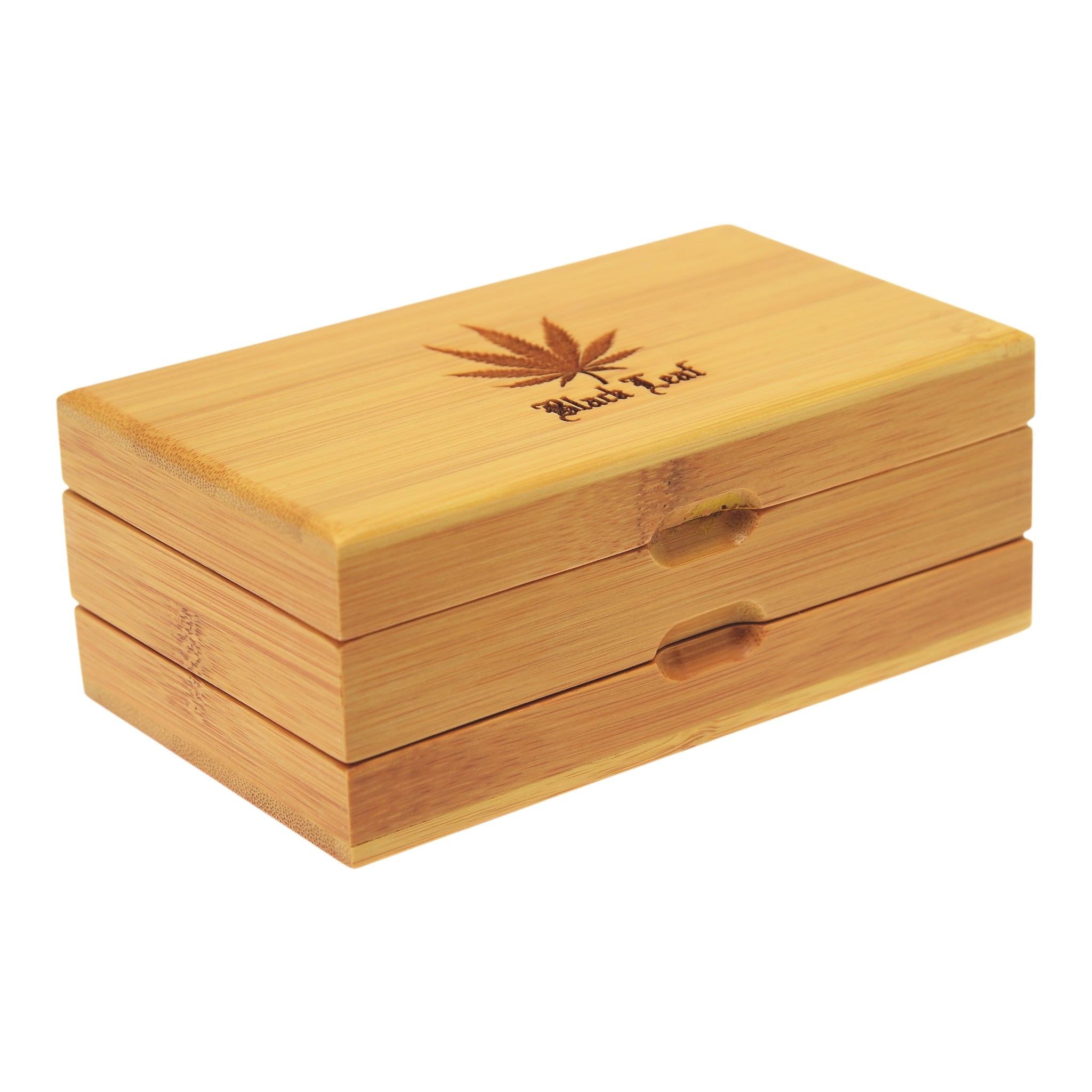 Black Leaf Aufbewahrungskiste aus Bambus kleine Innenbox geschlossen schräge Aufnahme