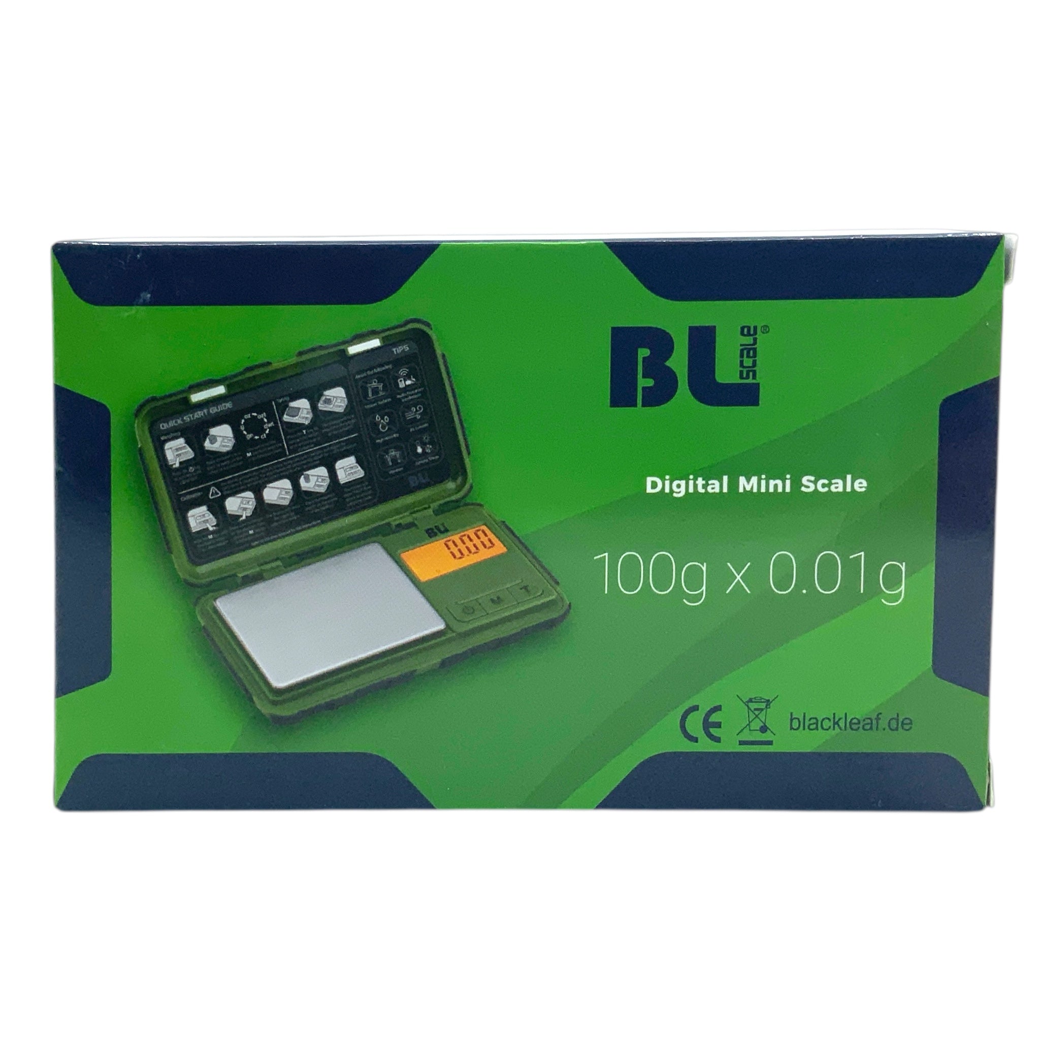 Black Leaf stossfeste Mini Scale Feinwaage Grün Verpackung