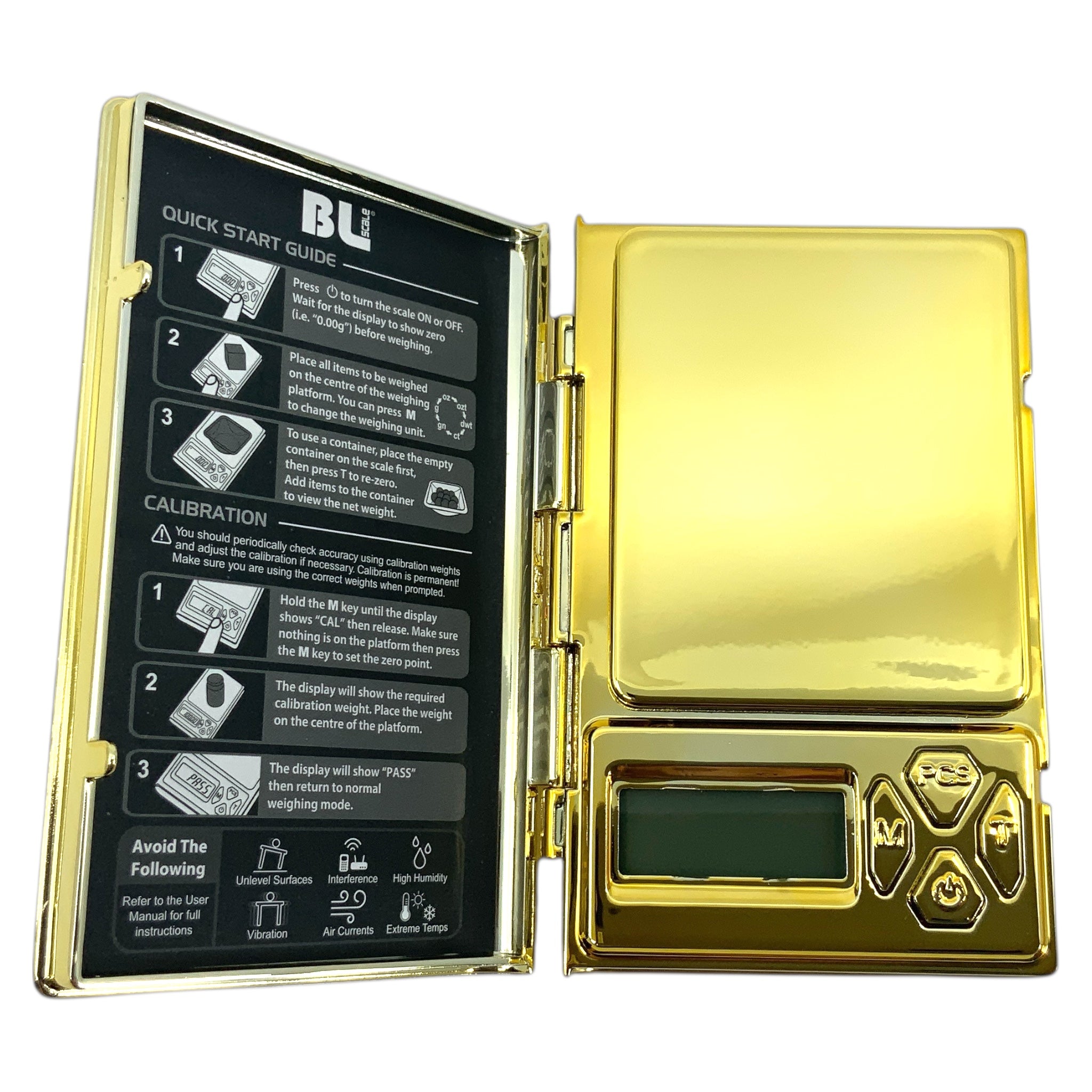 Black Leaf mini Scale Shine Feinwaage Gold geöffnet längs