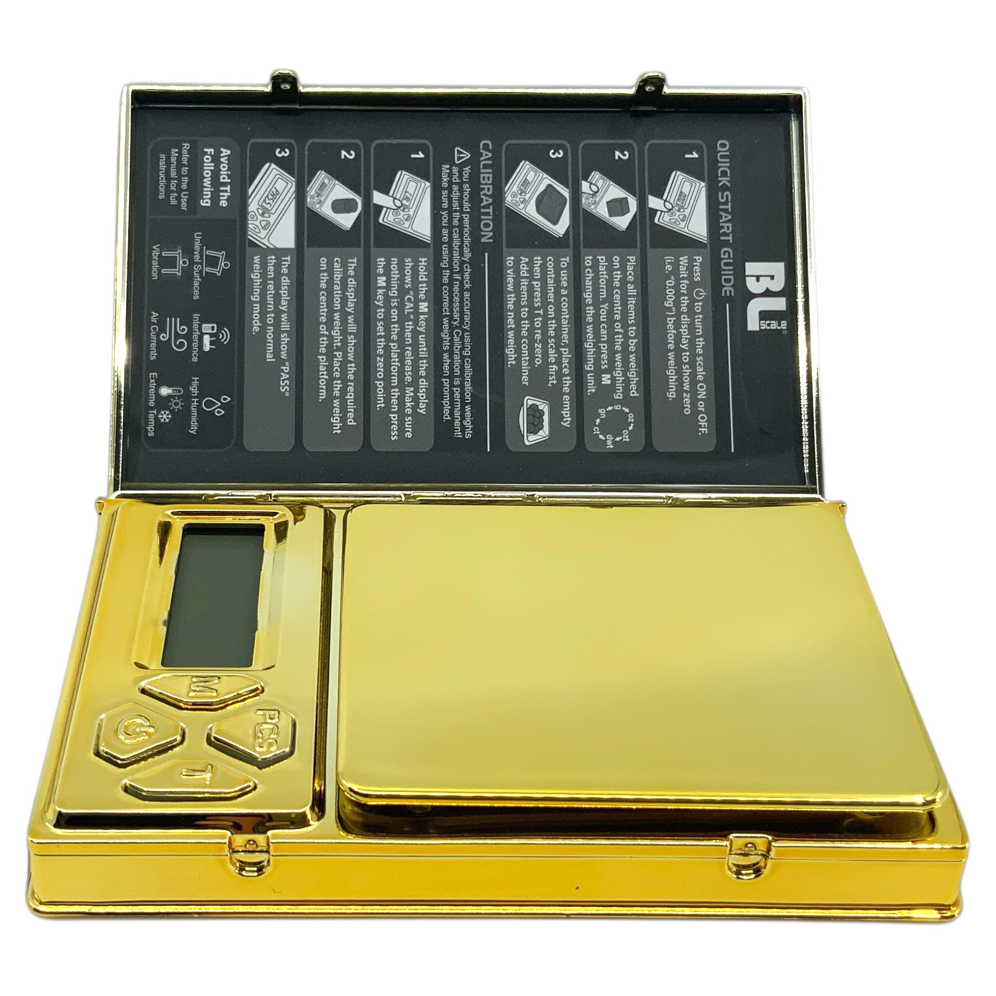 Black Leaf mini Scale Shine Feinwaage Gold geöffnet quer