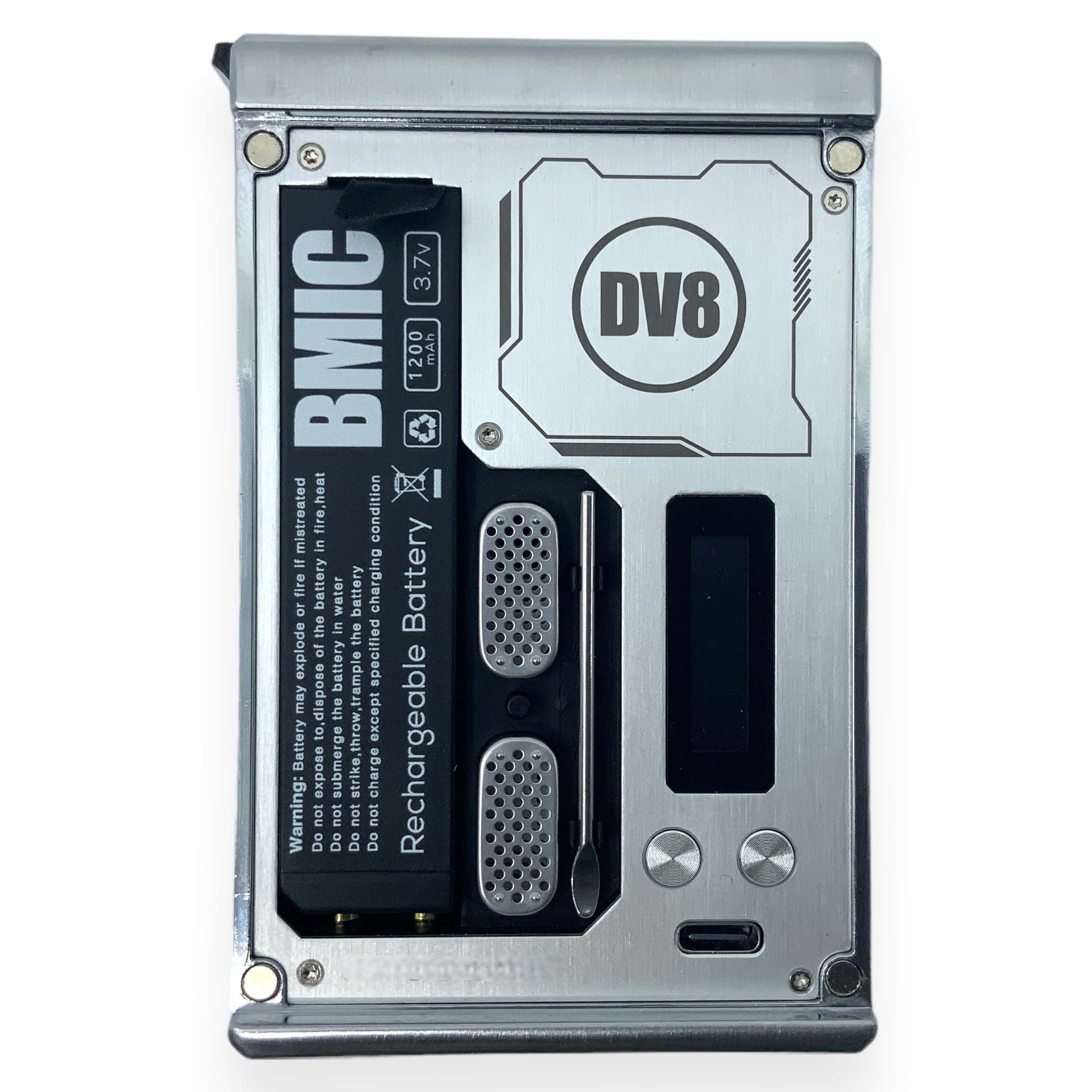 Boundless BMIC DV8 Batteriefach, Bedientasten und Display