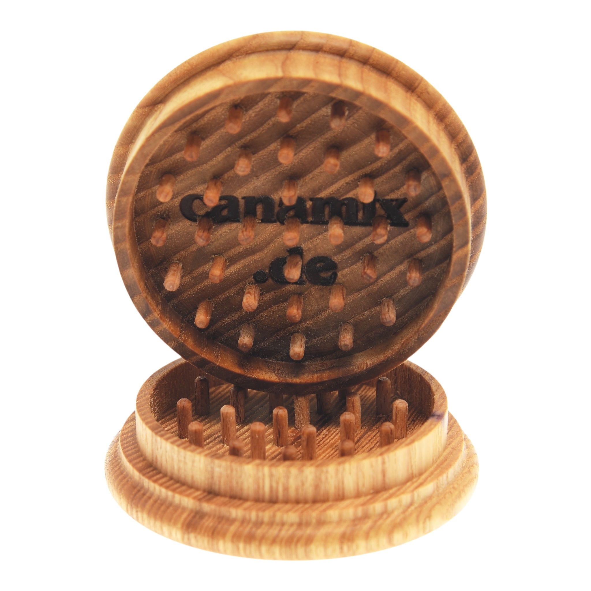 Canamix Grinder aus Esche mit Holzstiften geöffnet Details