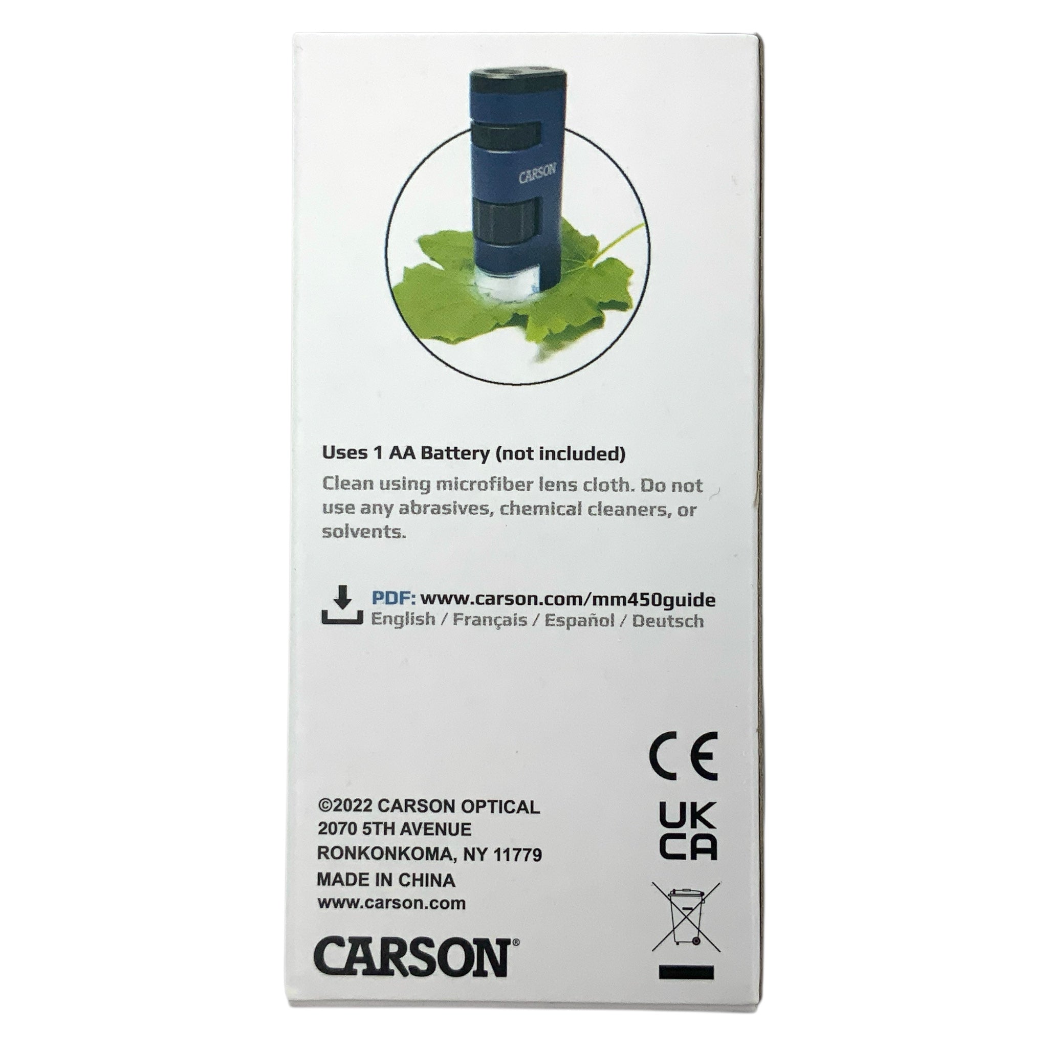 CARSON PocketMicro Taschenmikroskop LED 20-60fach Verpackung Rückseite