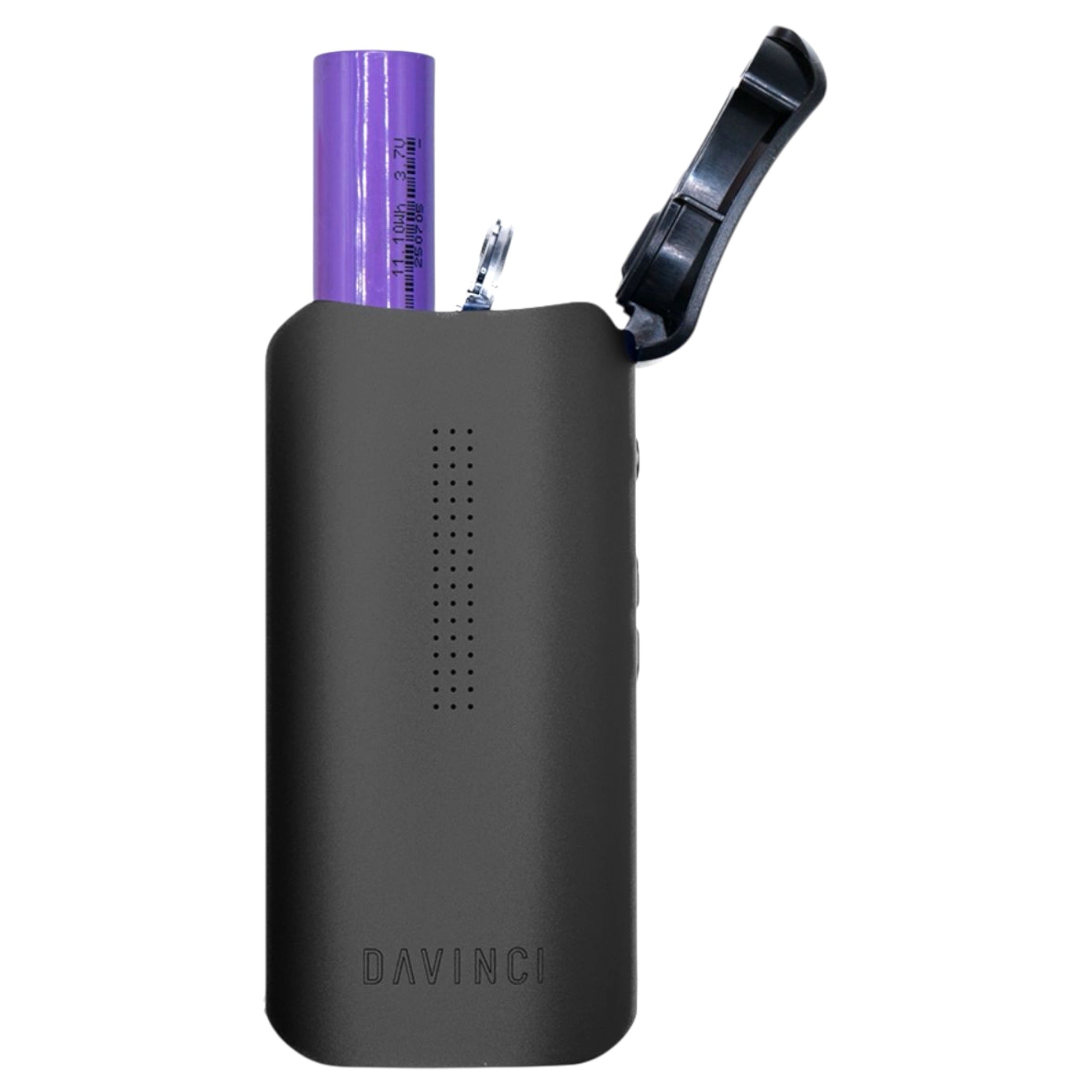 DaVinci IQ Core Schwarz geöffnet mit halb entnommendem Akku
