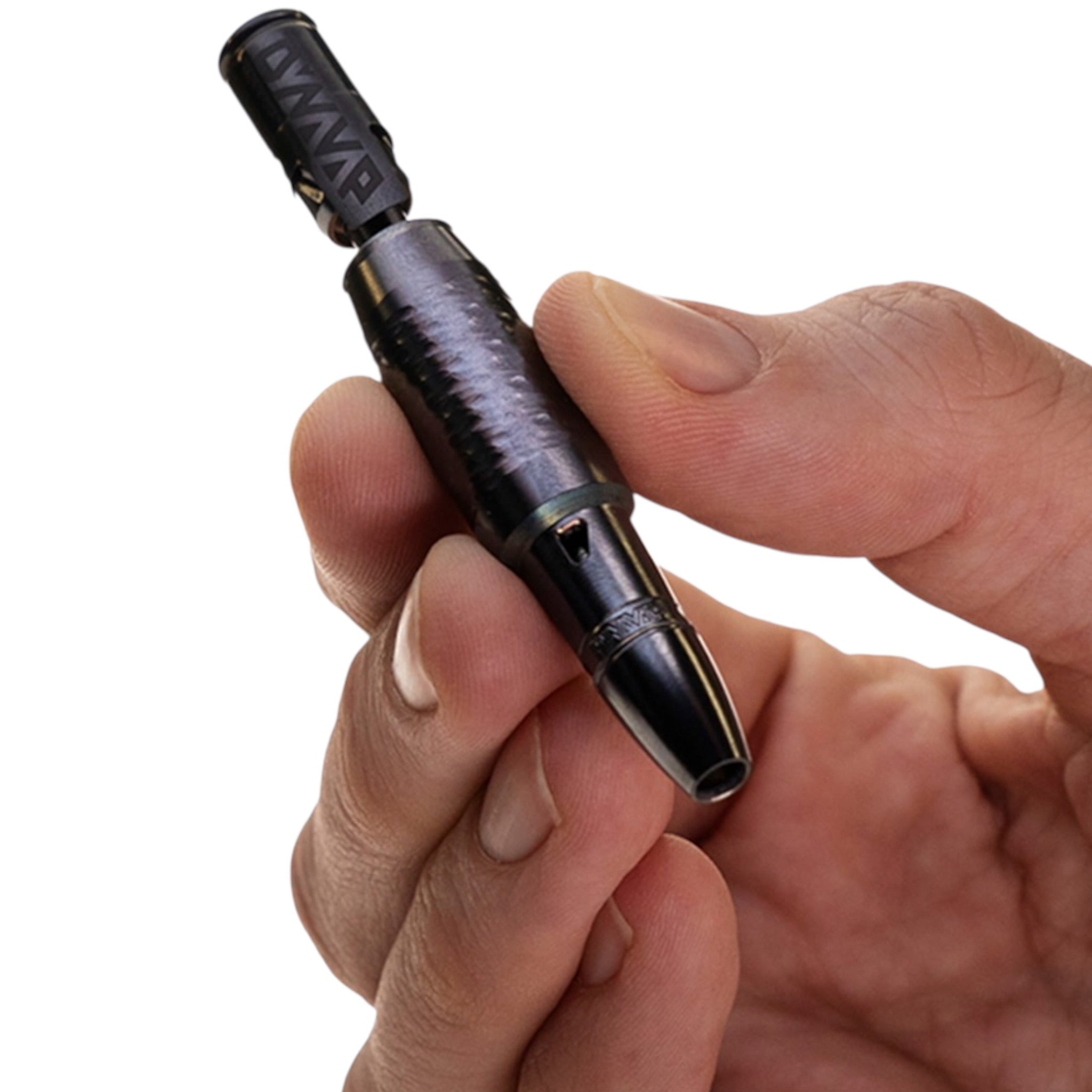 DynaVap The Vong X Stealth Series zwischen 2 Fingern