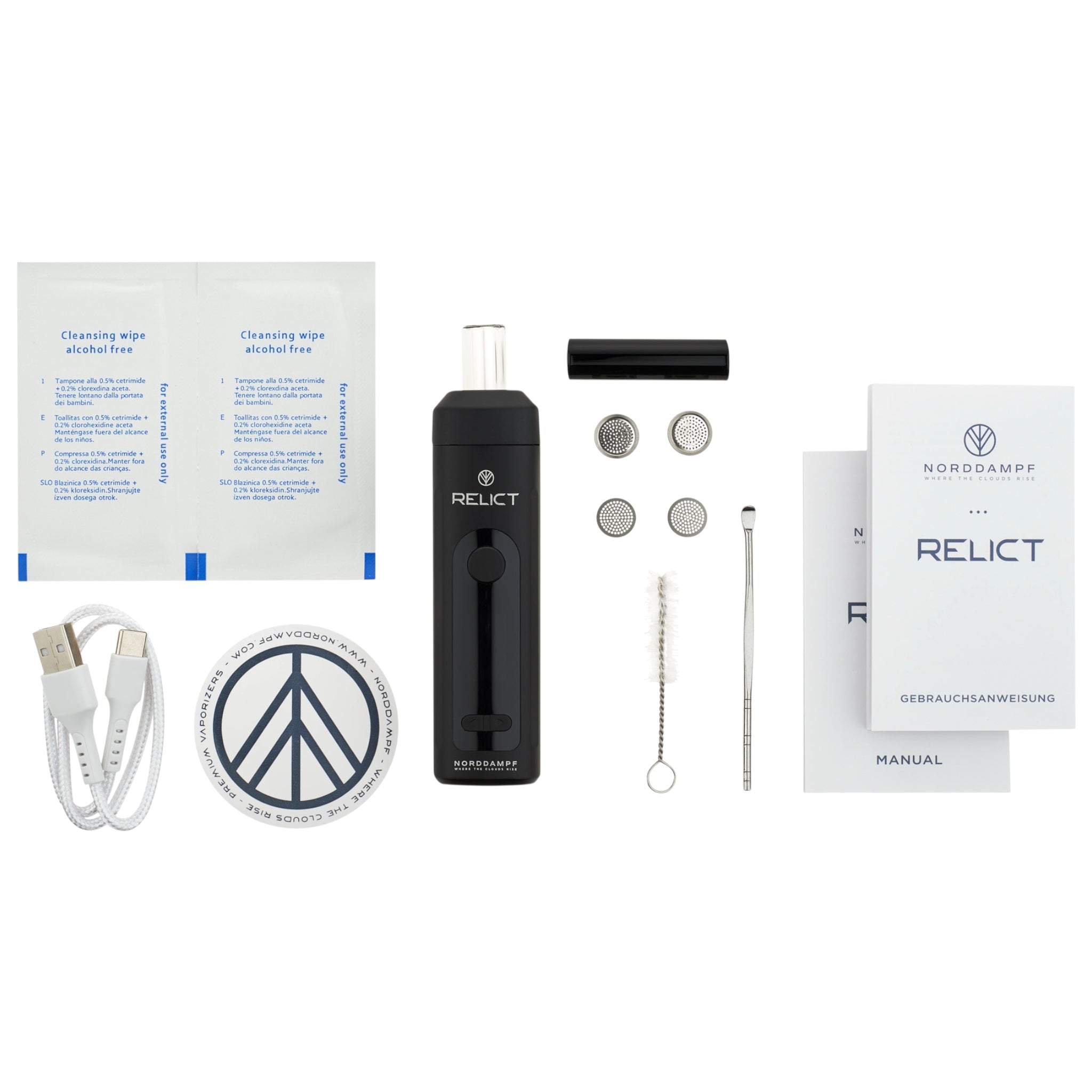 Norddampf Relict Vaporizer eep Black Lieferumfang