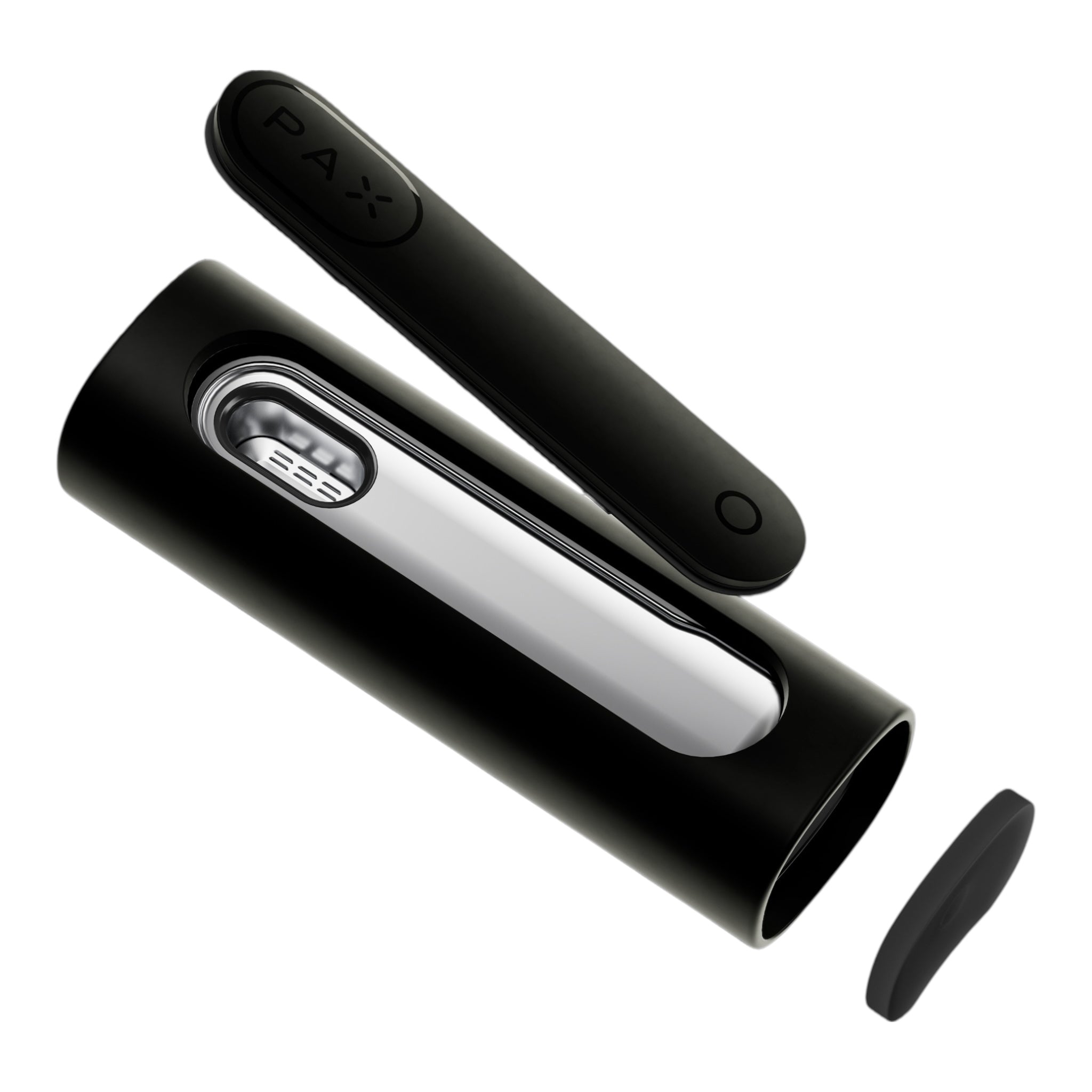 Pax Flow Onyx Vaporizer mit geöffneter Kammer und abgenommendem Mundstück