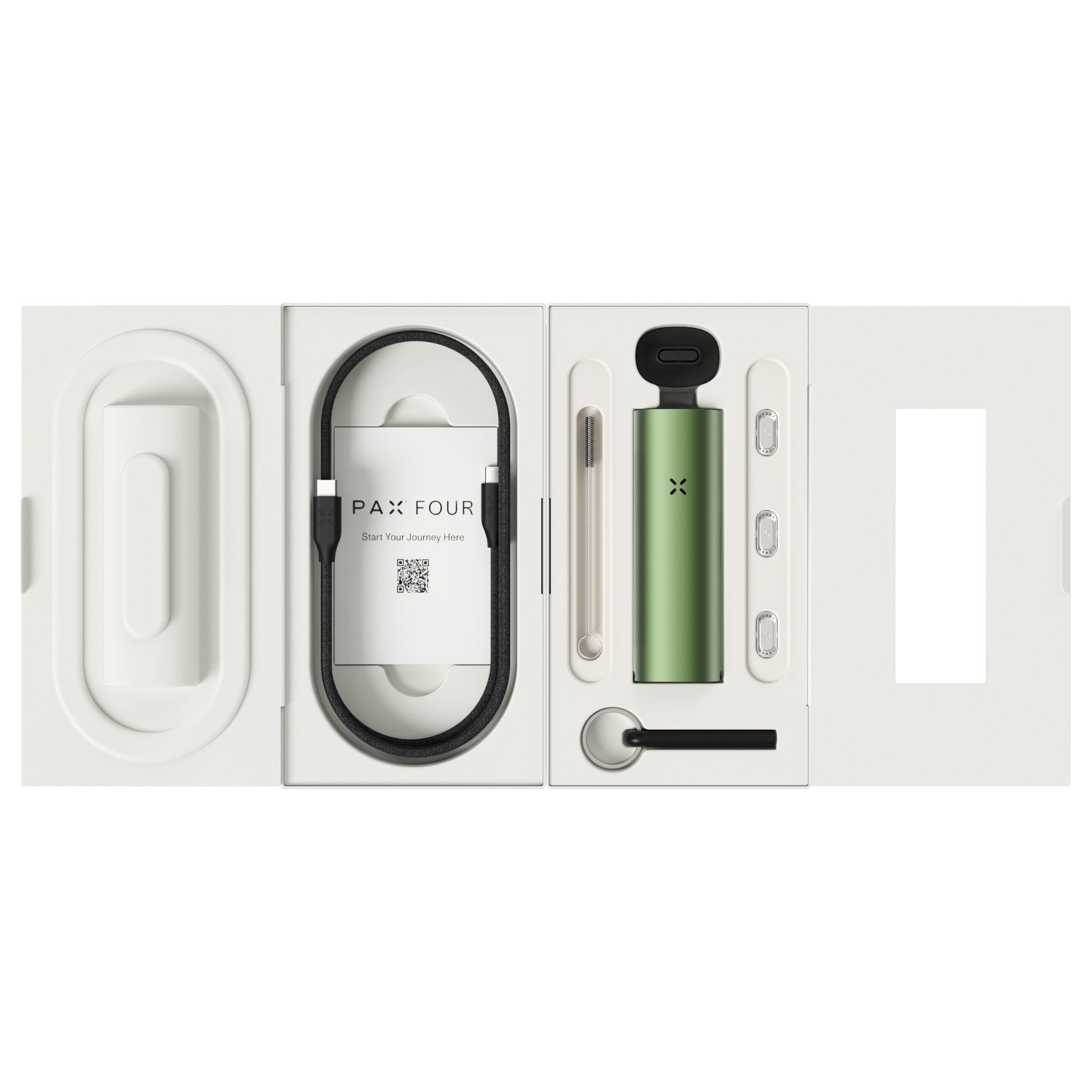 Pax FOUR Greenstone in der Verpackung mit Zubehör