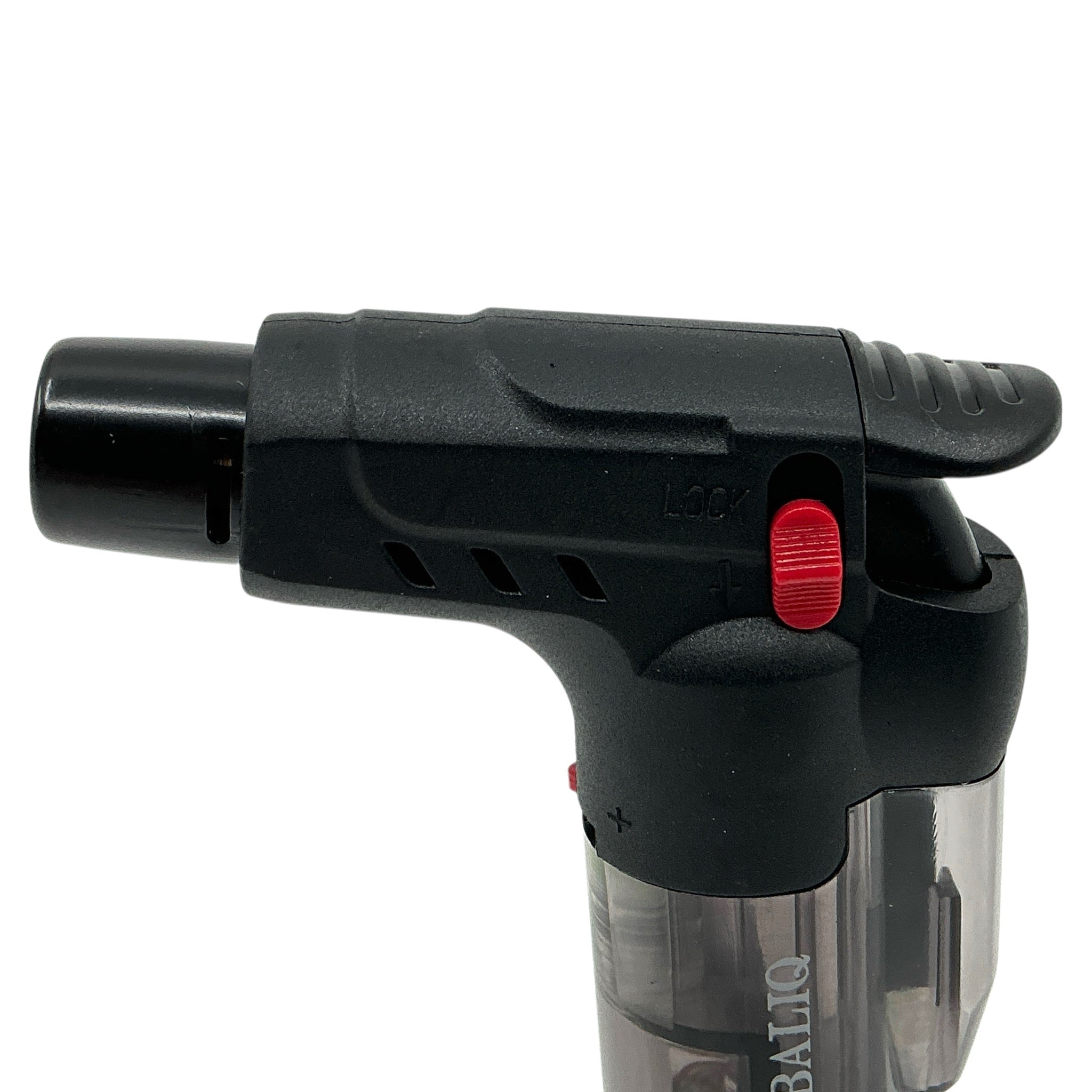 TOBALIQ X3 Glo Jet Flame Feuerzeug schwarz Details Sicherung