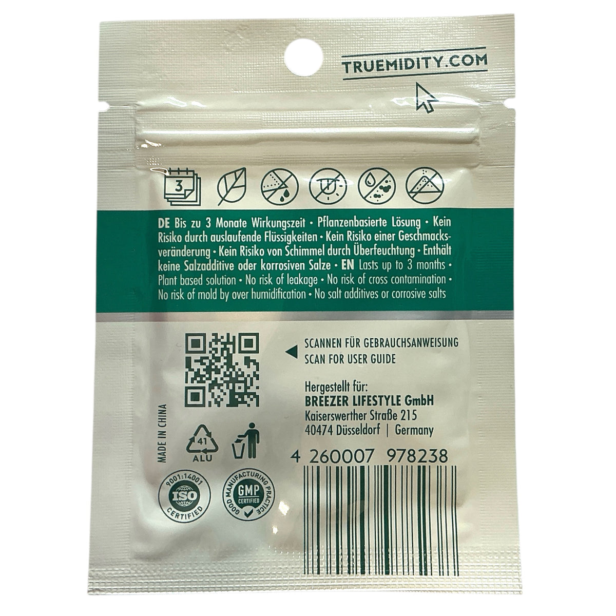 Truemidity 58% 4 Gramm Rückseite
