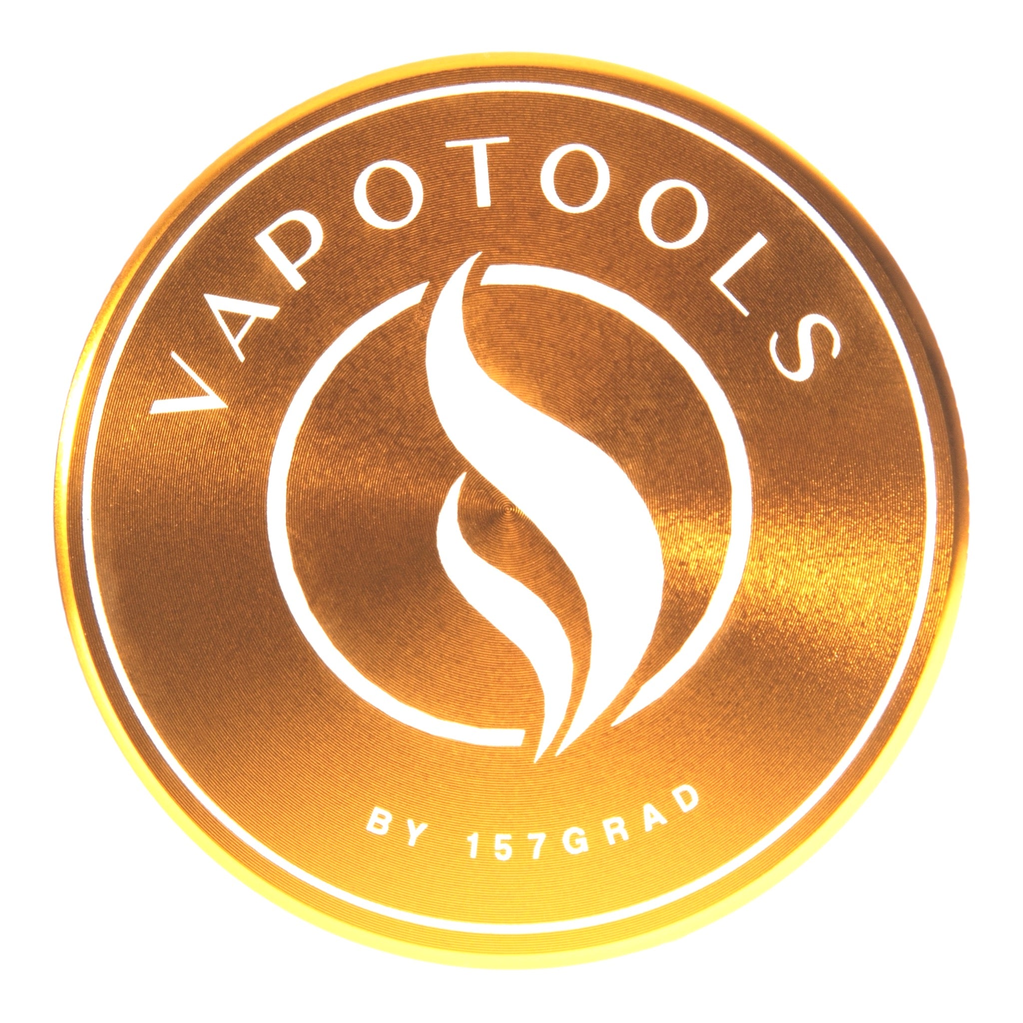 Vapotools by 157Grad Aluminium Premium Grinder Gold Details Deckel Logo