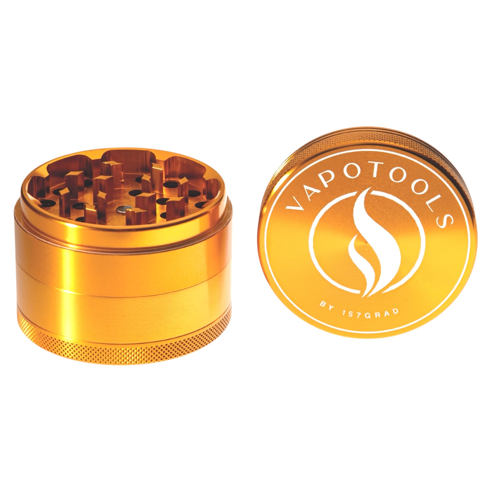 Vapotools by 157Grad Aluminium Premium Grinder Gold geöffneter Deckel