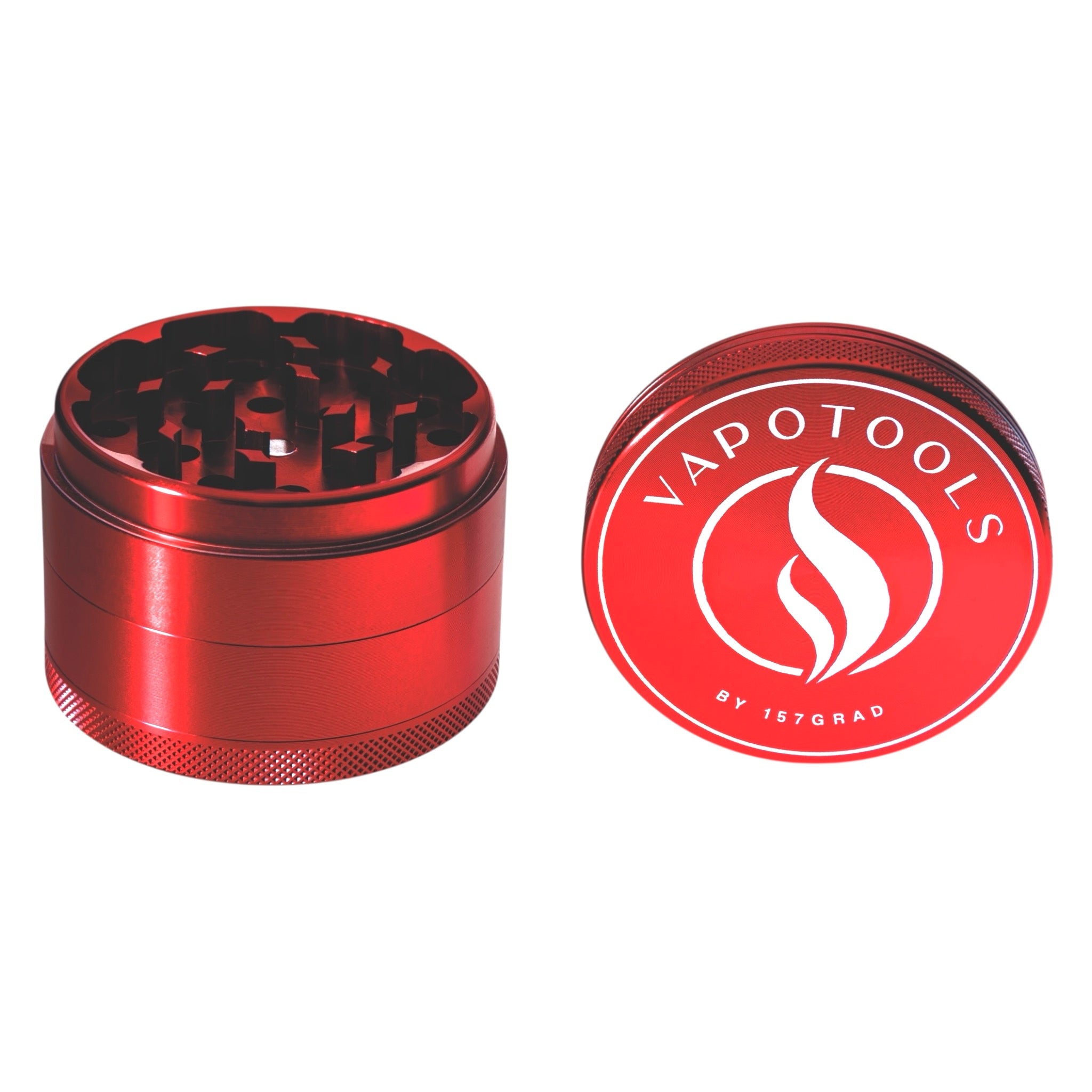 Vapotools by 157Grad Aluminium Premium Grinder Rot geöffnet Details Deckel
