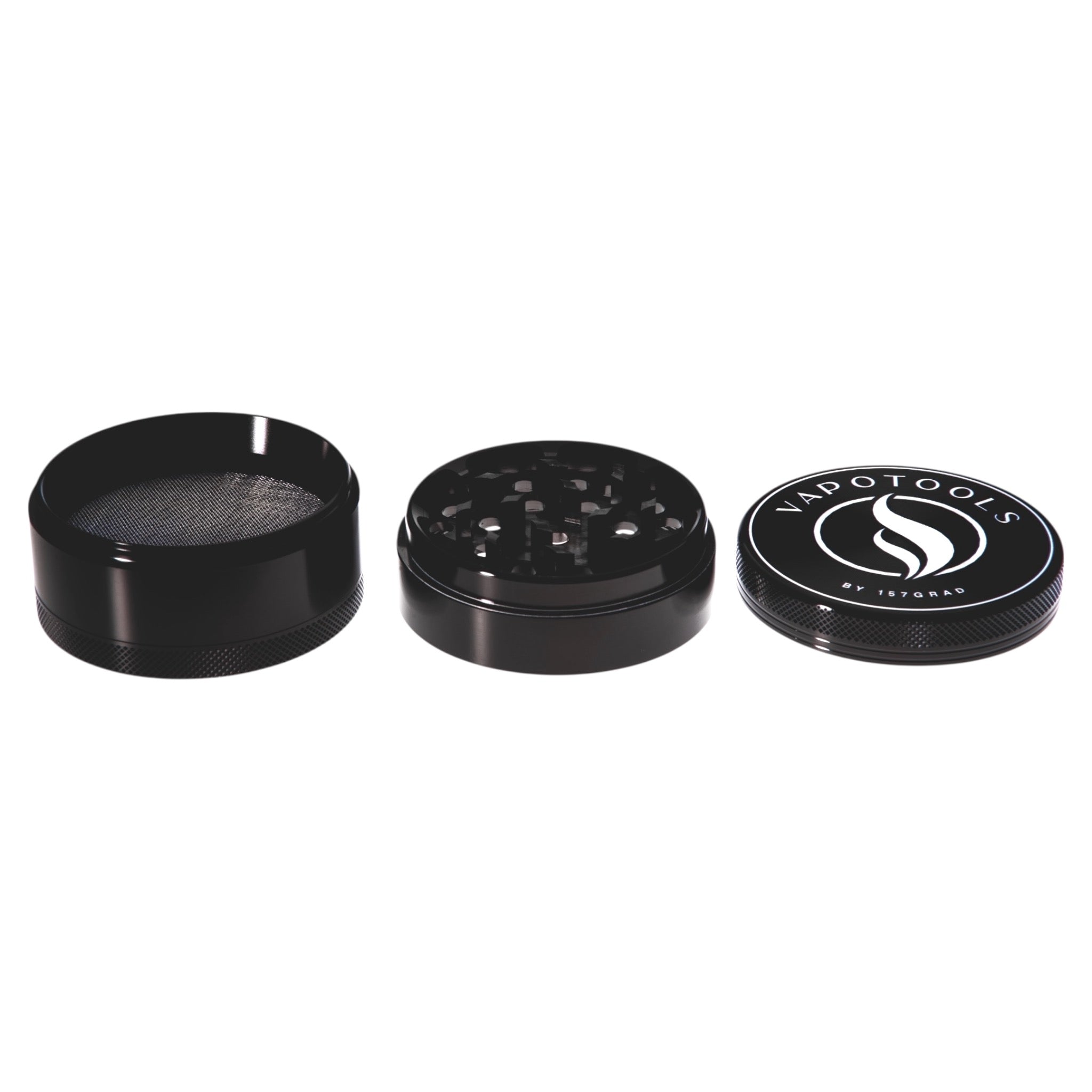 Vapotools by 157Grad Aluminium Premium Grinder Schwarz geöffnet 3 Teile