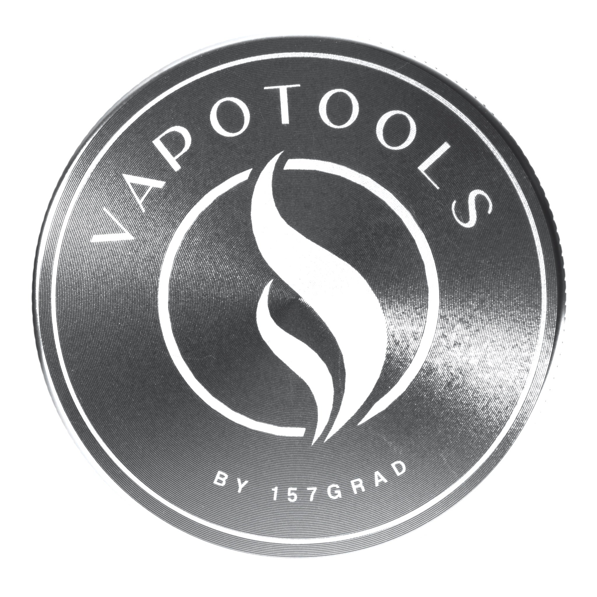 Vapotools by 157Grad Aluminium Premium Grinder Silber Details Deckel Logo