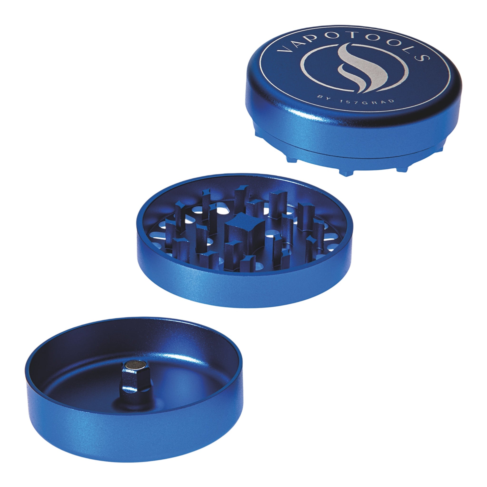 Vapotools by 157Grad Aluminium Ultra Grinder Blau geöffnet 3 Teile Details
