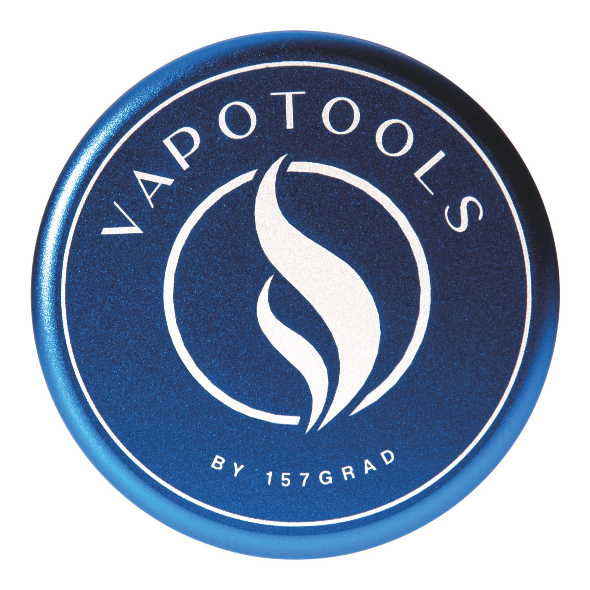 Vapotools by 157Grad Aluminium Ultra Grinder Blau Logo Details