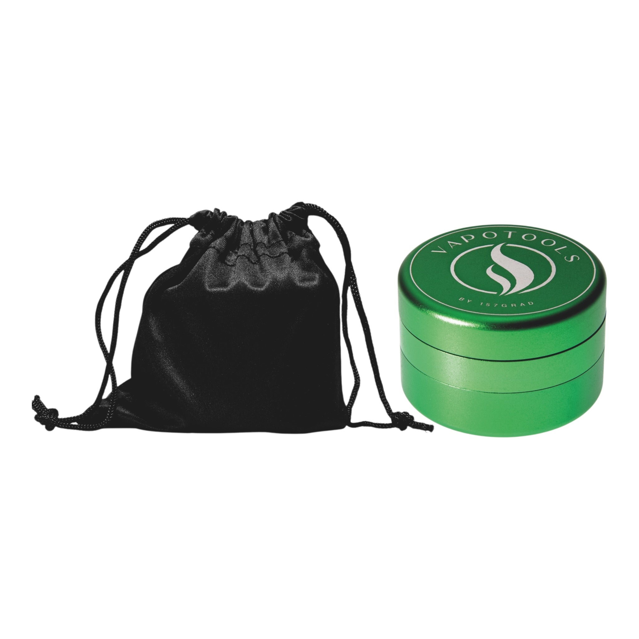 Vapotools by 157Grad Aluminium Ultra Grinder Grün mit Aufbewahrungssäckchen