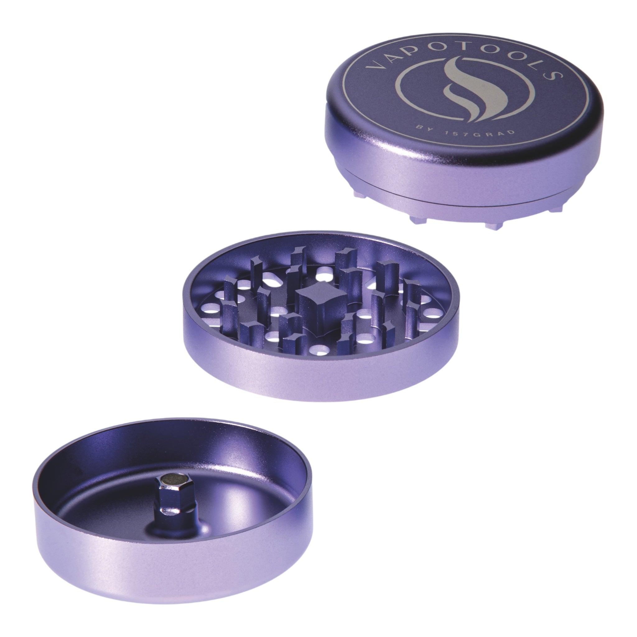 Vapotools by 157Grad Aluminium Ultra Grinder Lila geöffnet 3 Teile Details