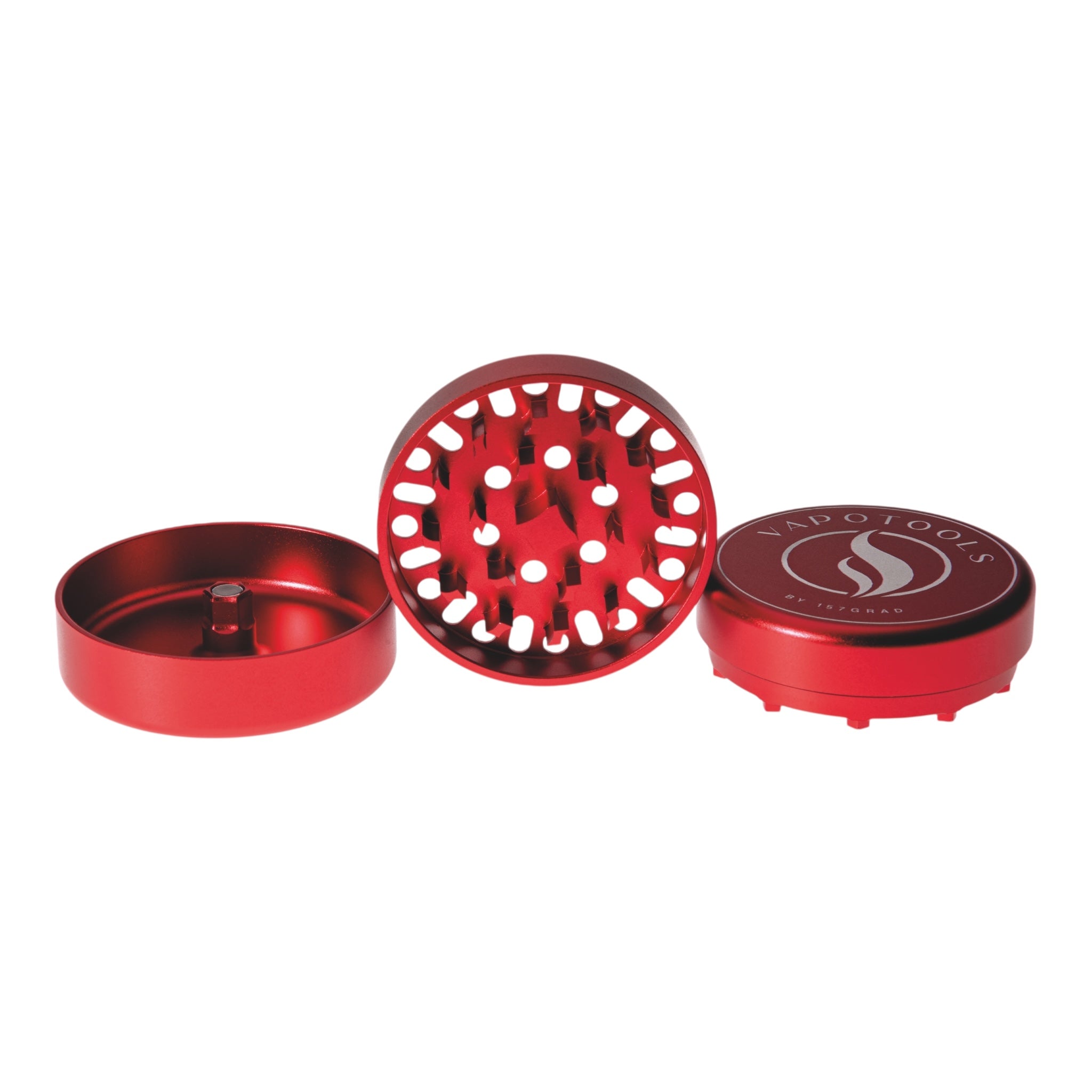 Vapotools by 157Grad Aluminium Ultra Grinder Rot geöffnet Mahlwerk mittig